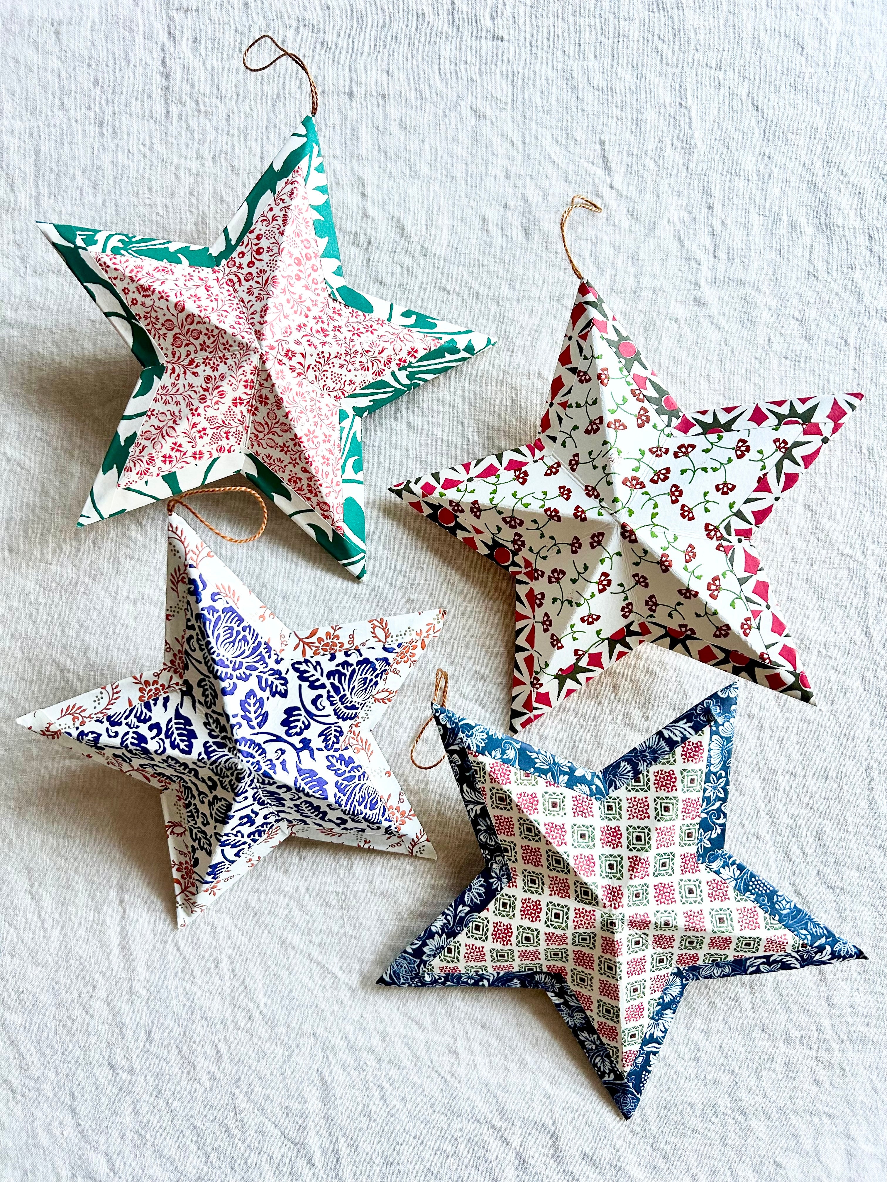 Italian Paper Star Ornament - S/4- IX