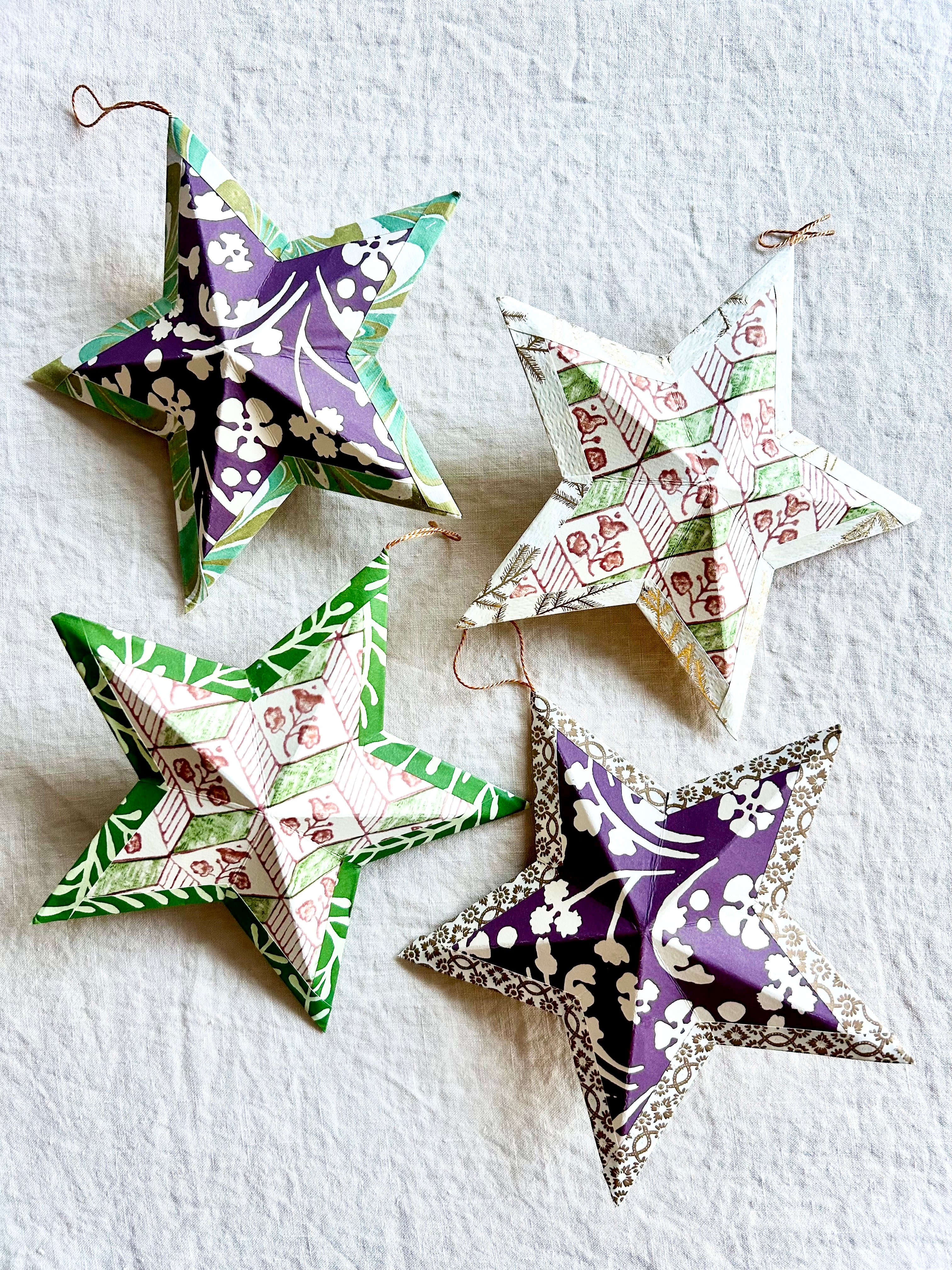 Italian Paper Star Ornament - S/4- VI