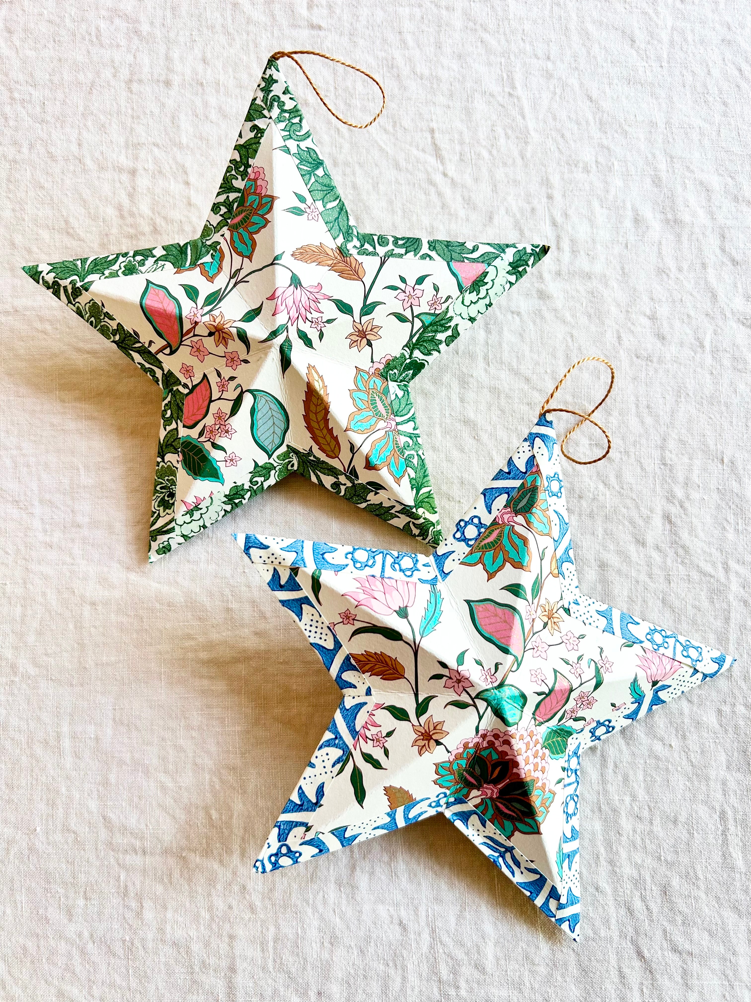 Italian Paper Star Ornament - S/2 - II