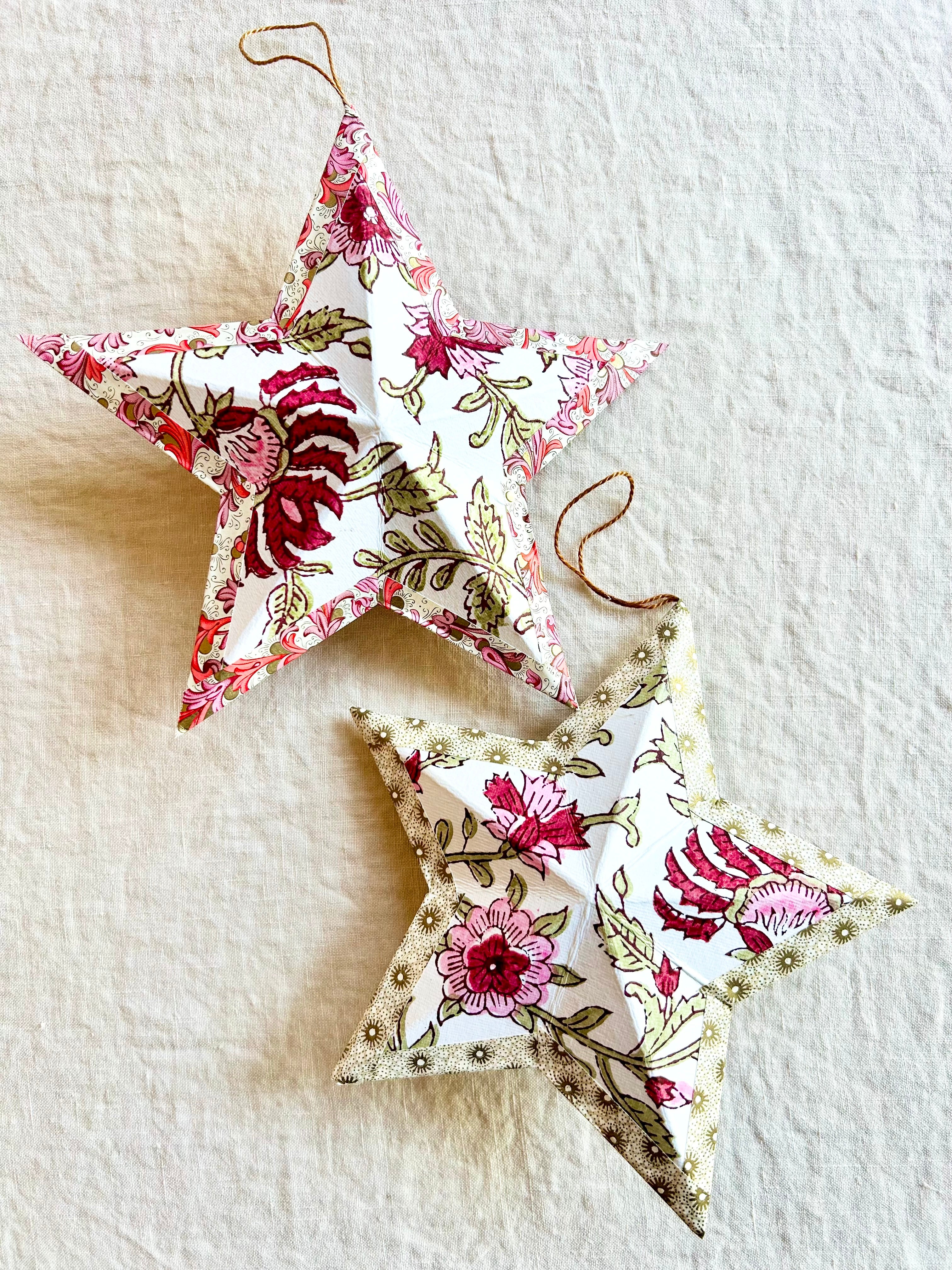 Italian Paper Star Ornament - S/2 - III