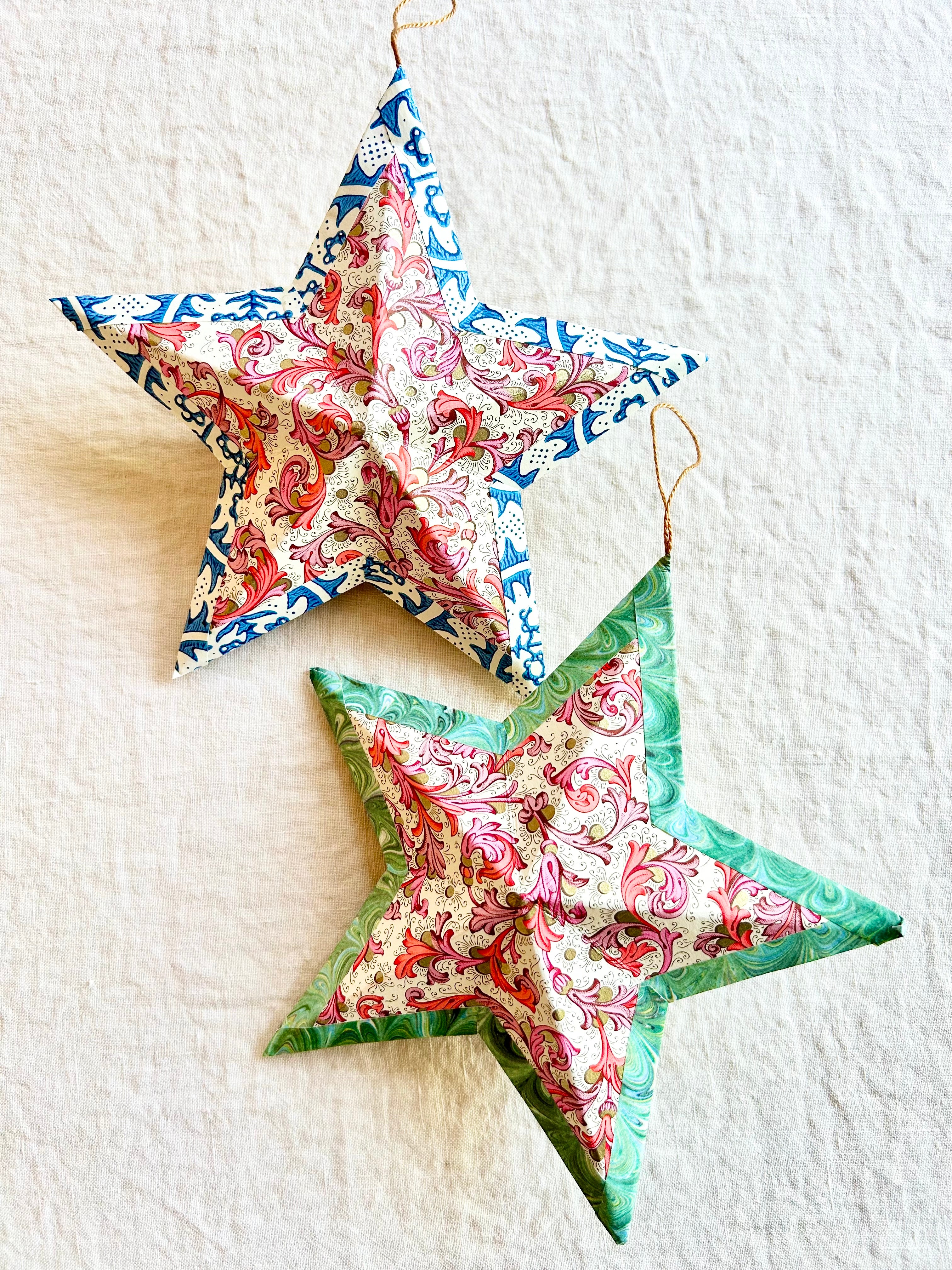 Italian Paper Star Ornament - S/2 -IV