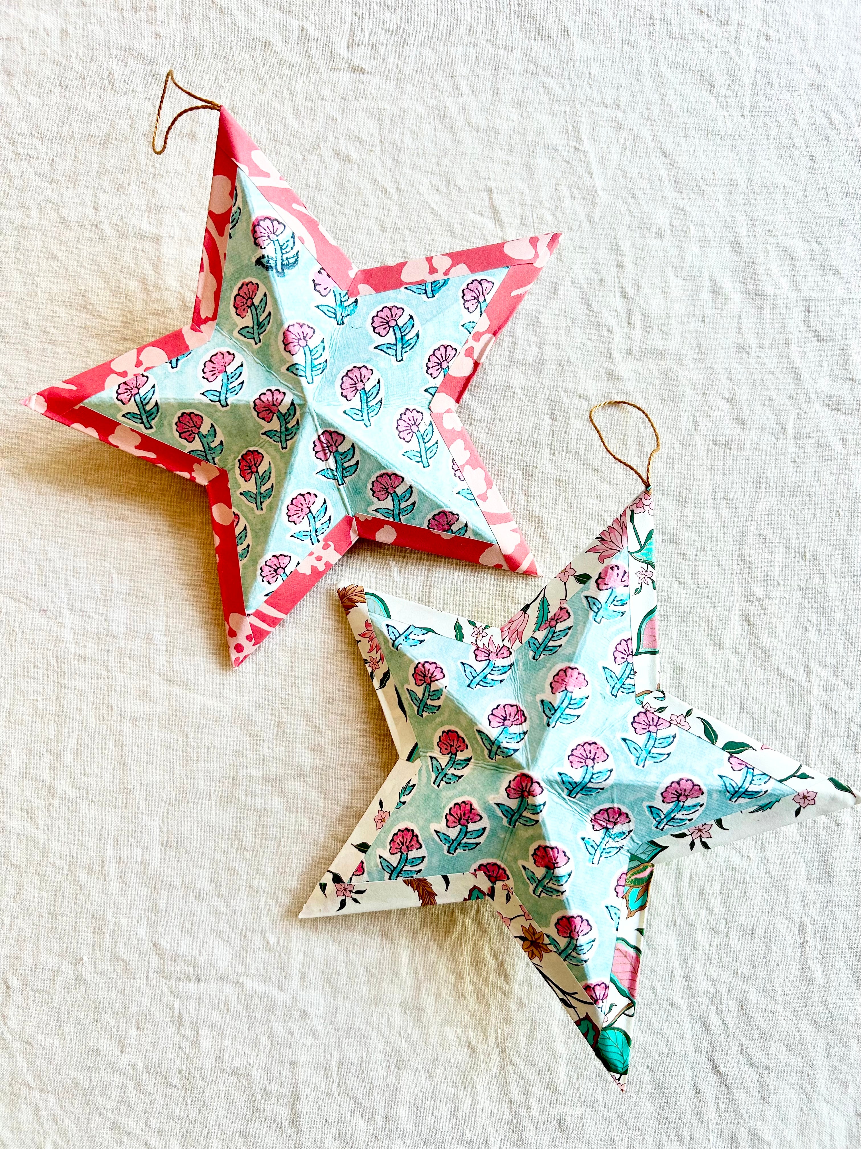 Italian Paper Star Ornament - S/2 -V