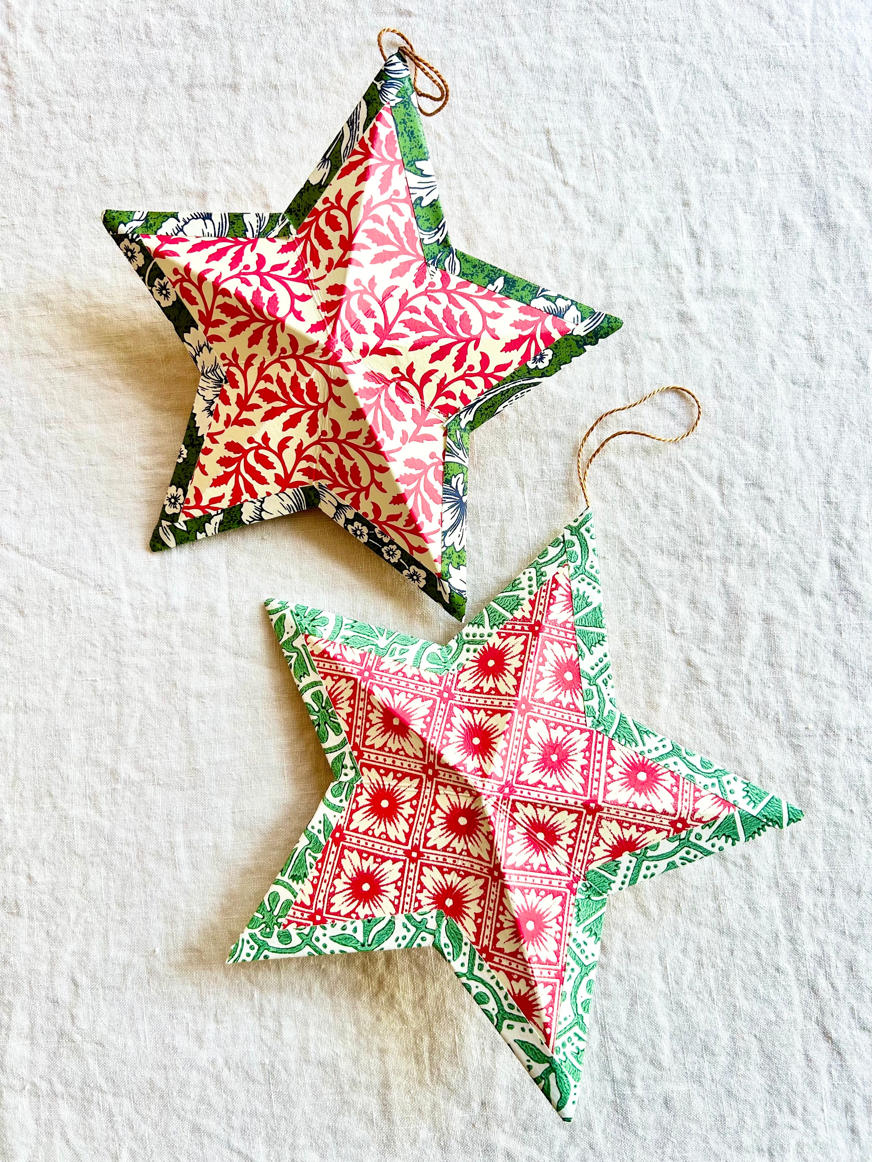 Italian Paper Star Ornament - S/2 -VI