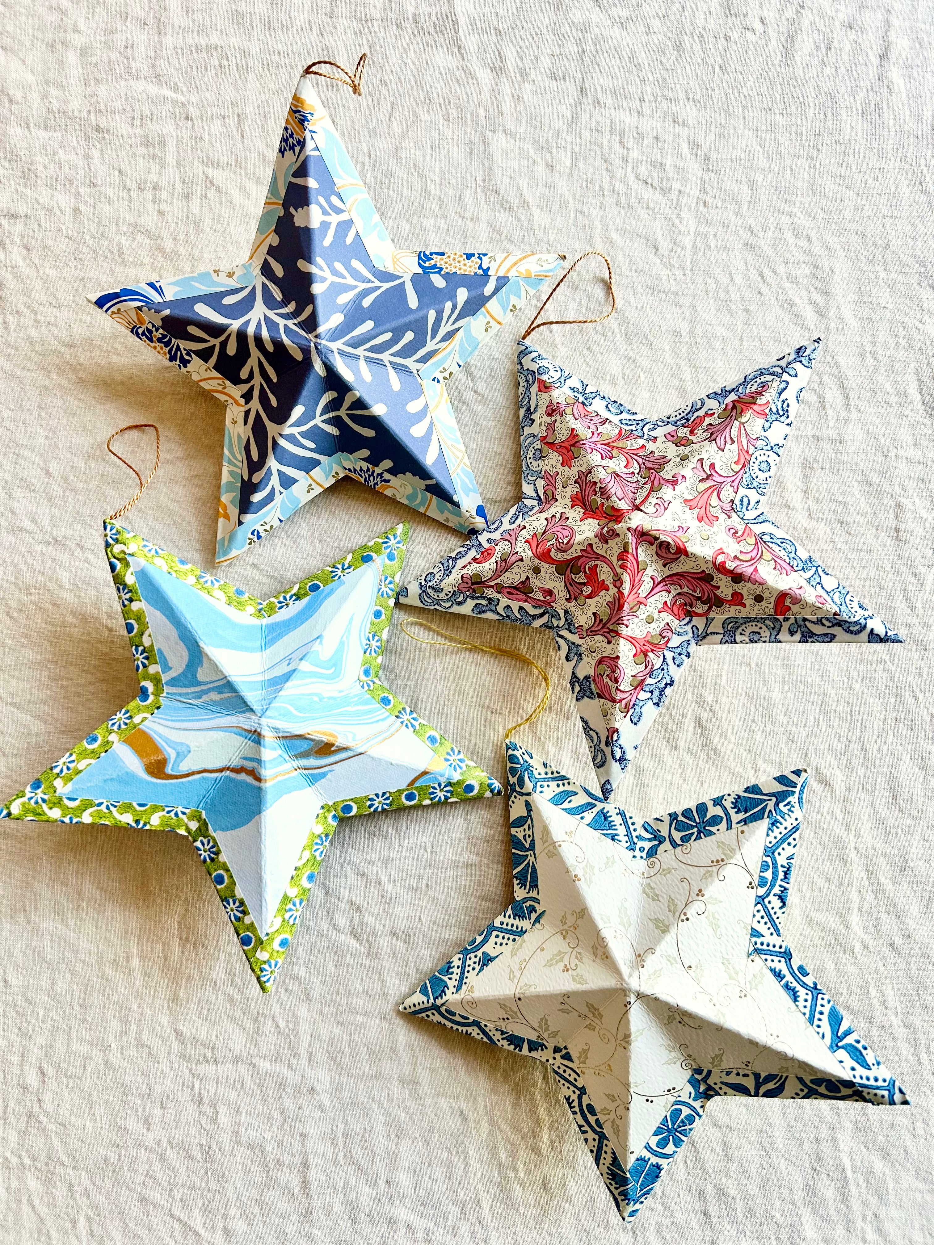 Italian Paper Star Ornament - S/4- I