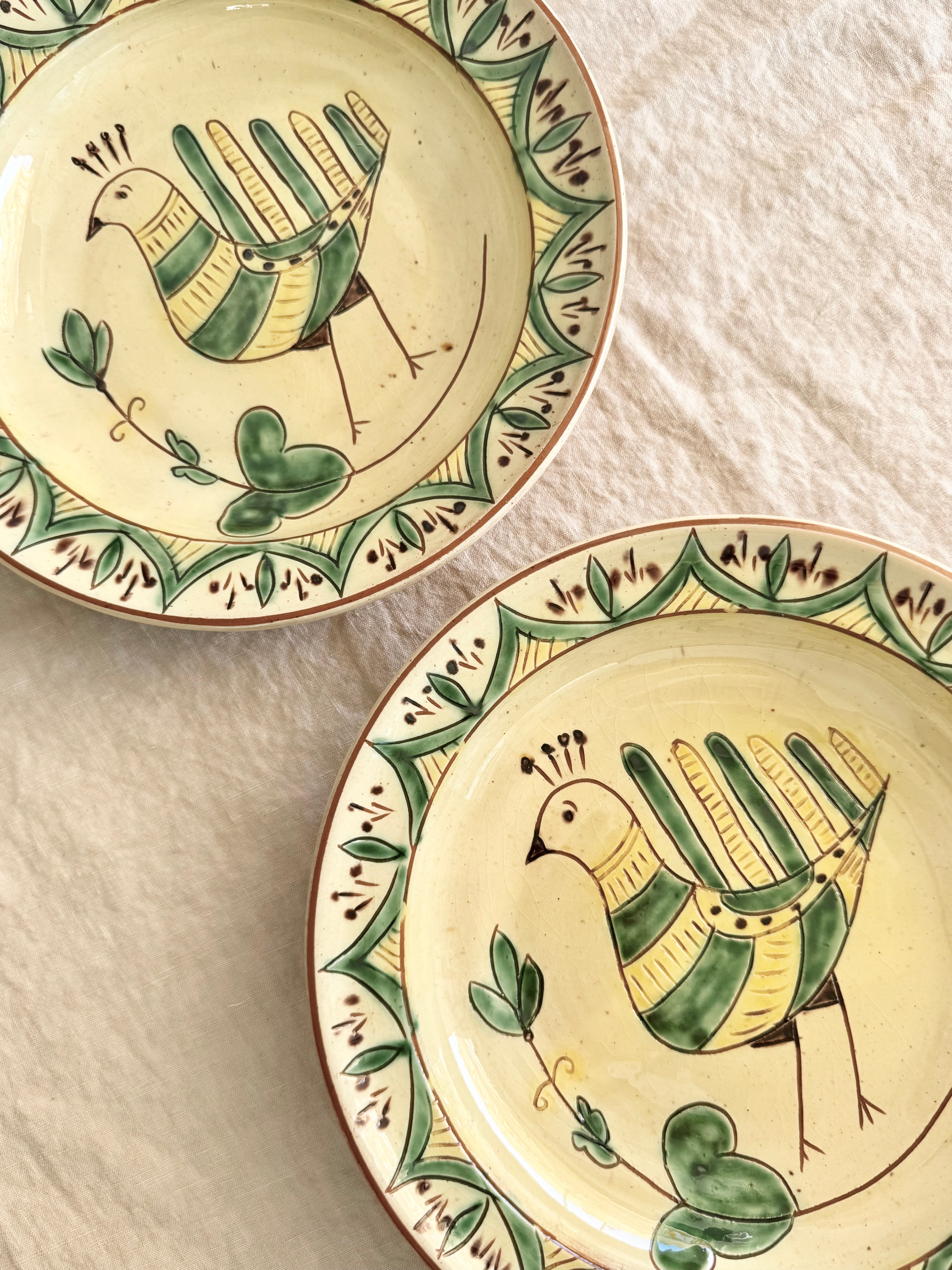 Bukowina Romanian Quail  Dinner Plates S/2