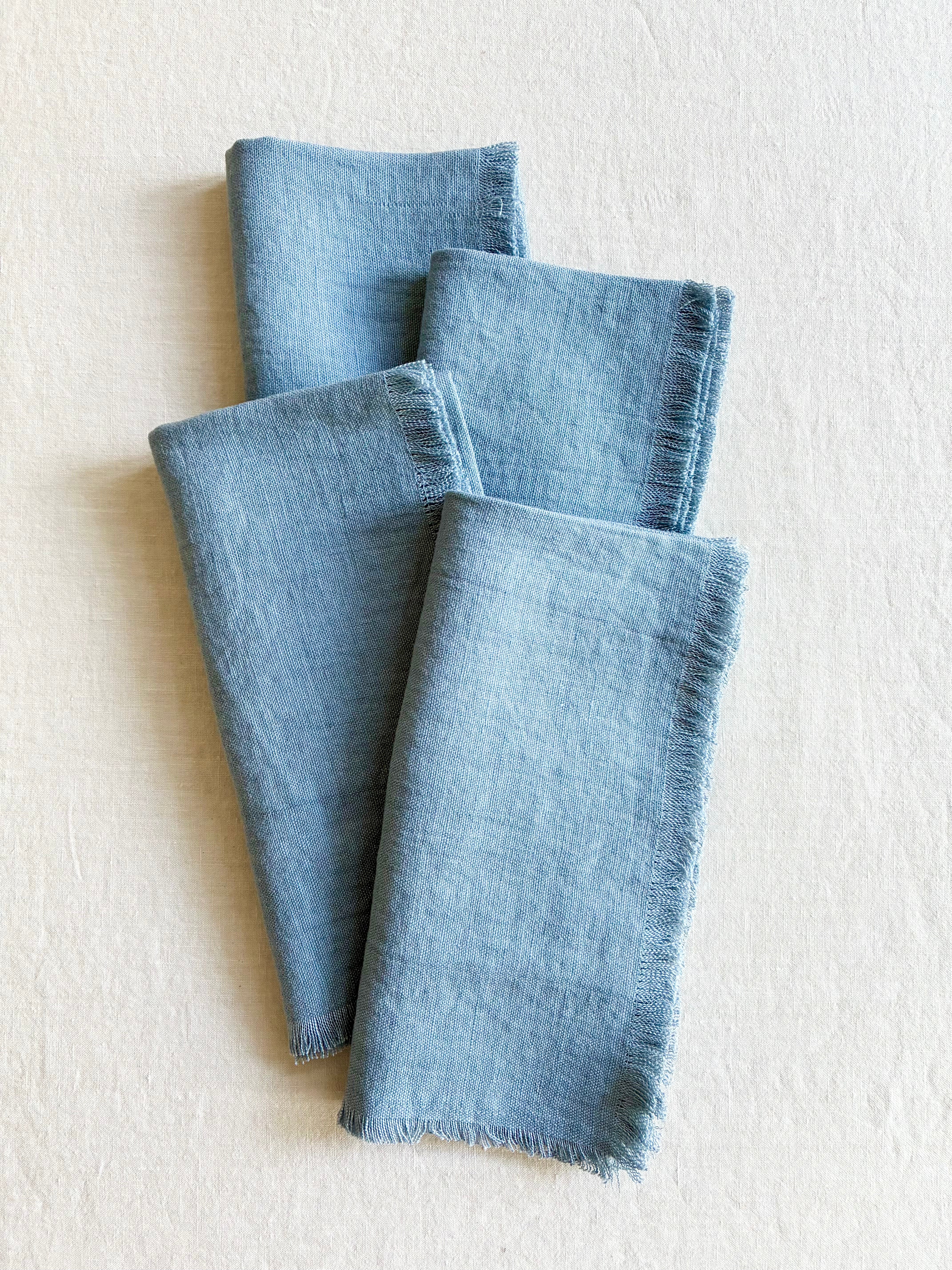 Raw Edge Delphinium Napkins- S/4
