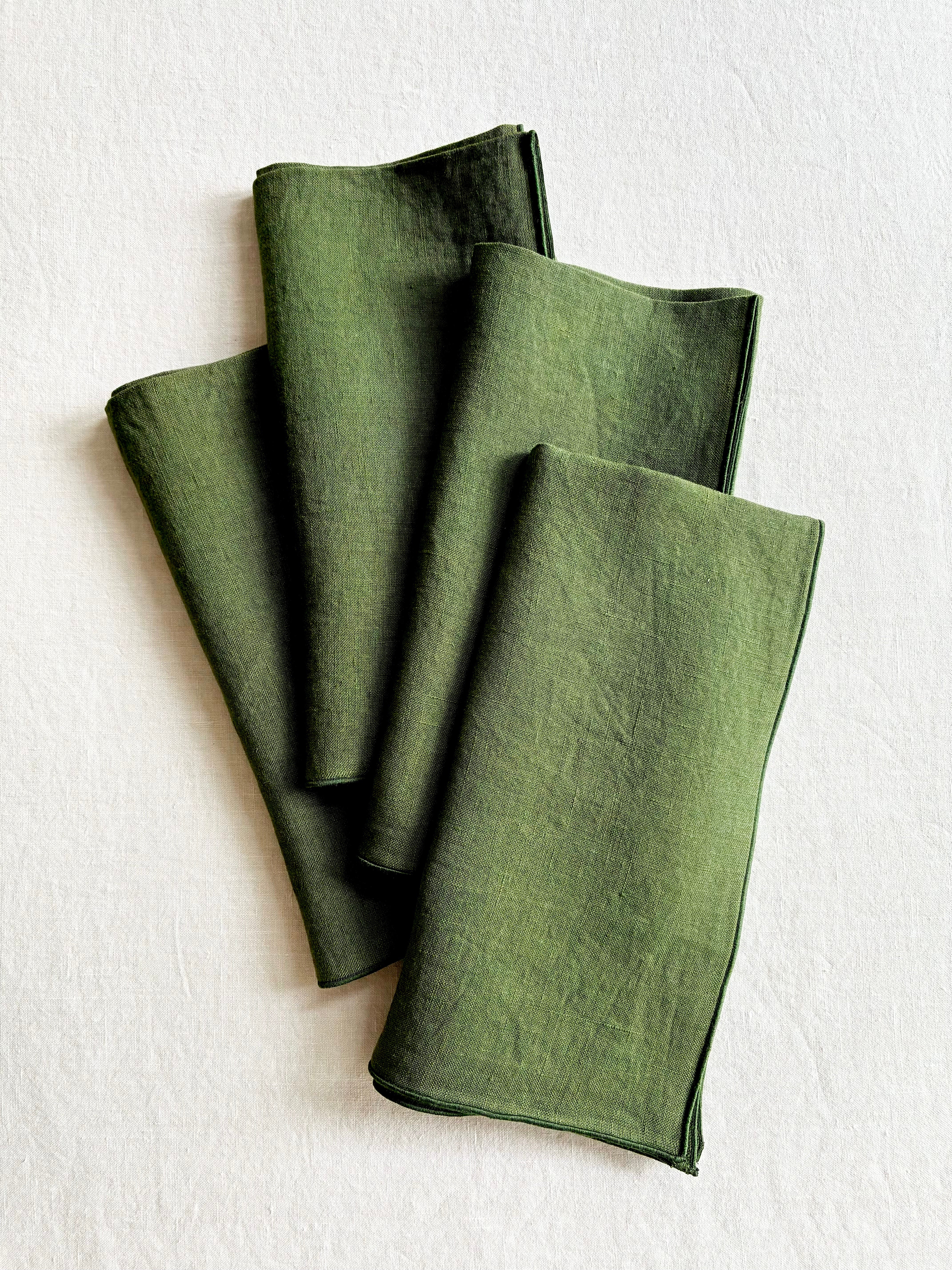 Rolled Edge Forest Napkins - S/4