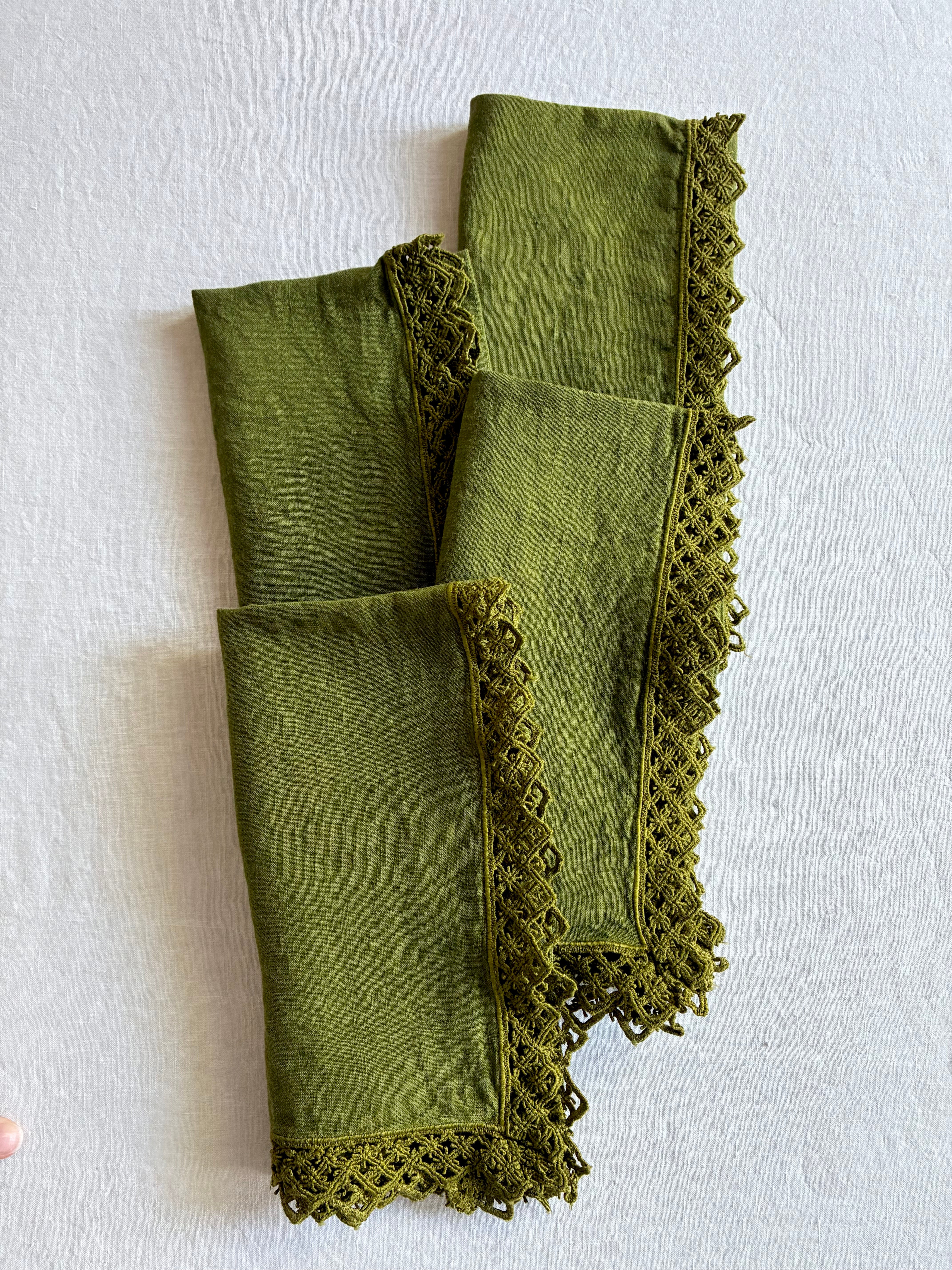 Milano Macrame Napkins - Moss