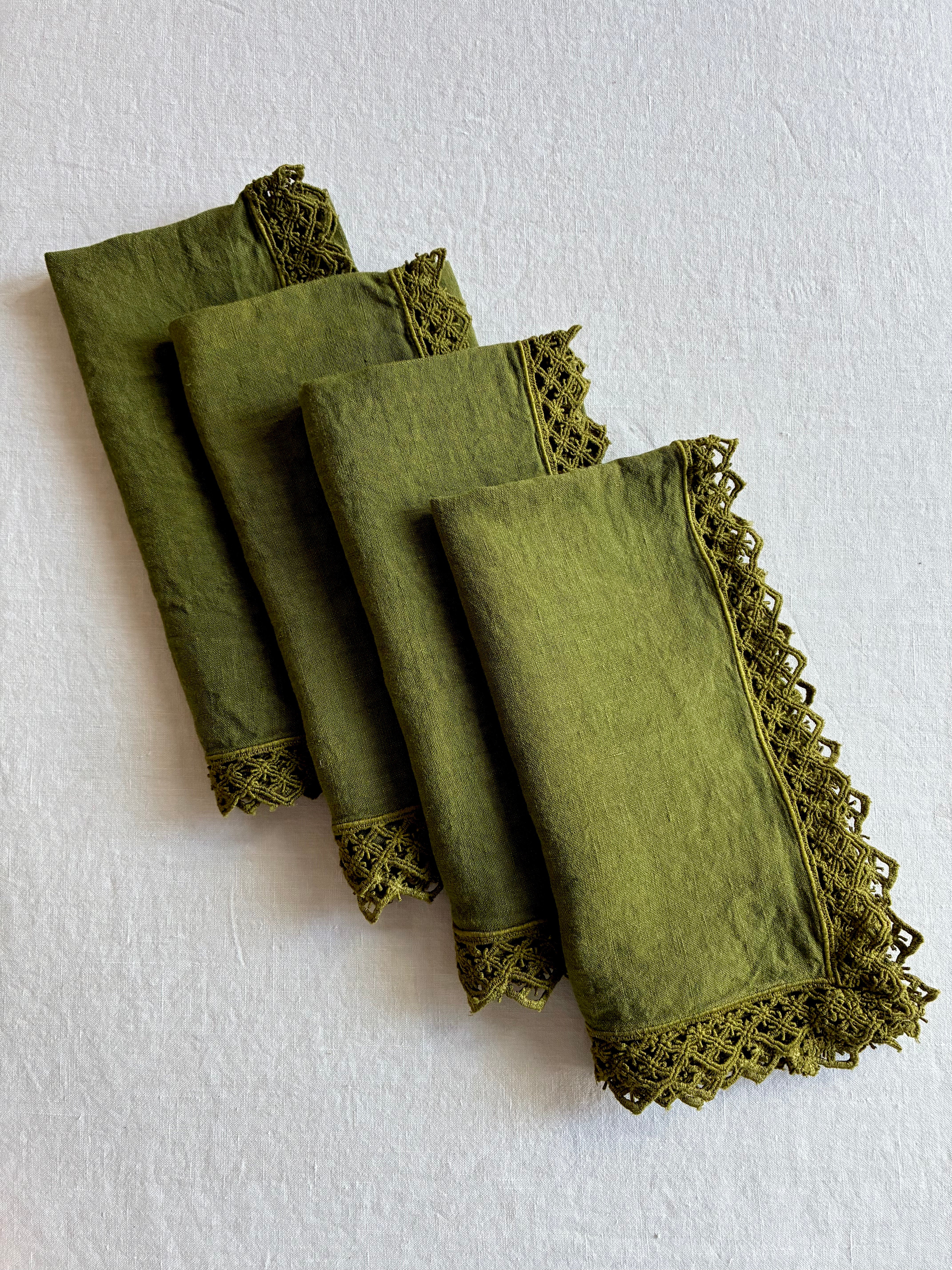 Milano Macrame Napkins - Moss