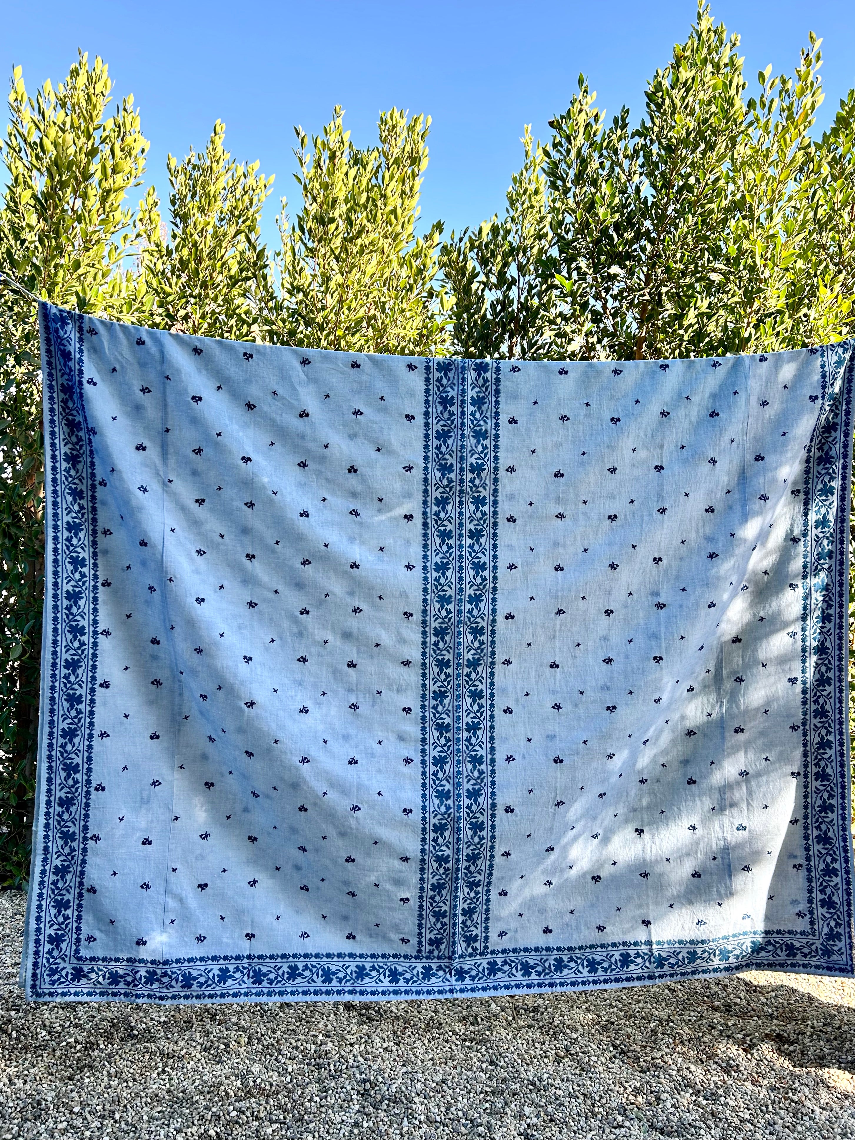 Odessa Embroidered Tablecloth - Lapis