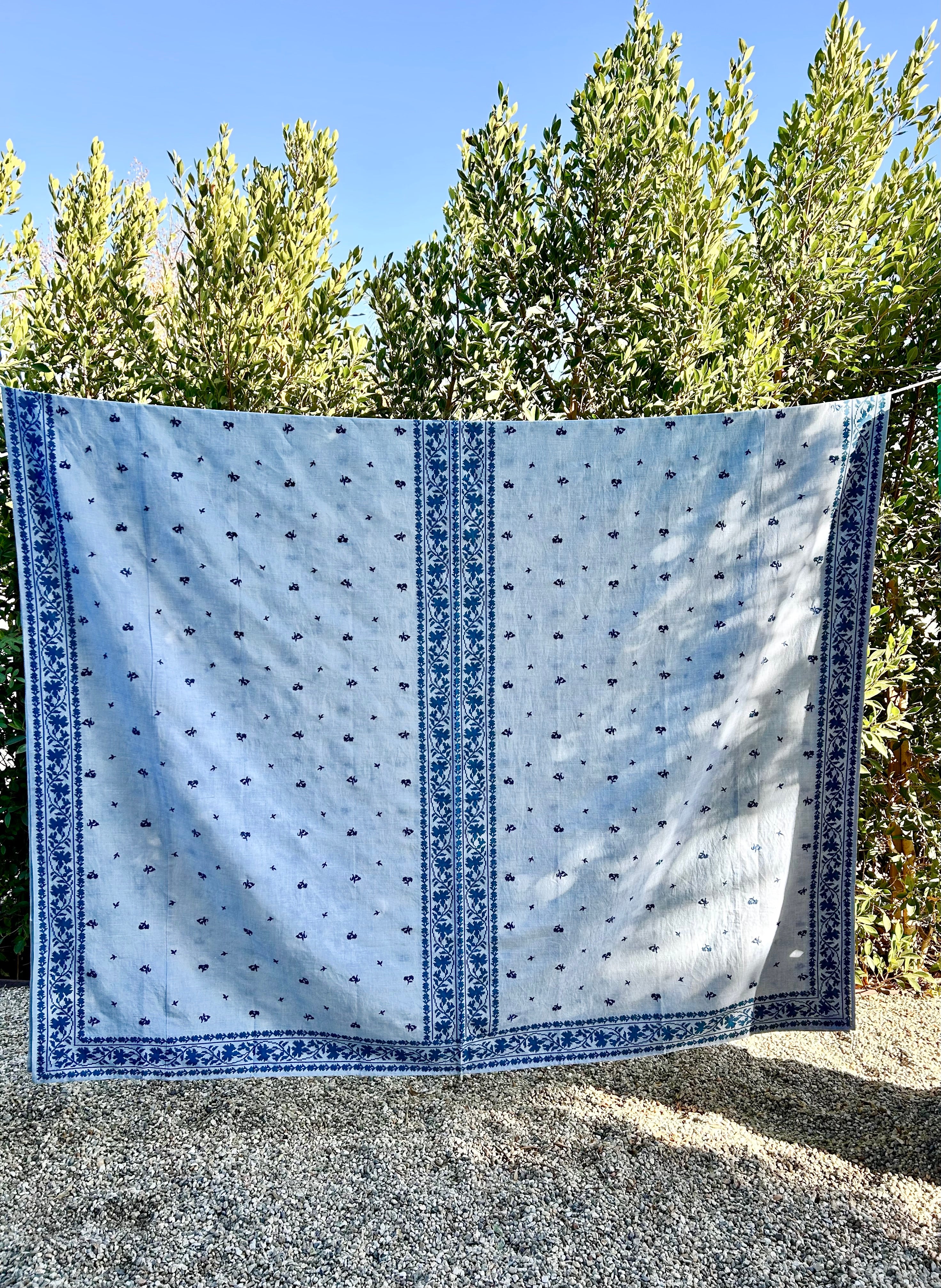 Odessa Embroidered Tablecloth - Lapis