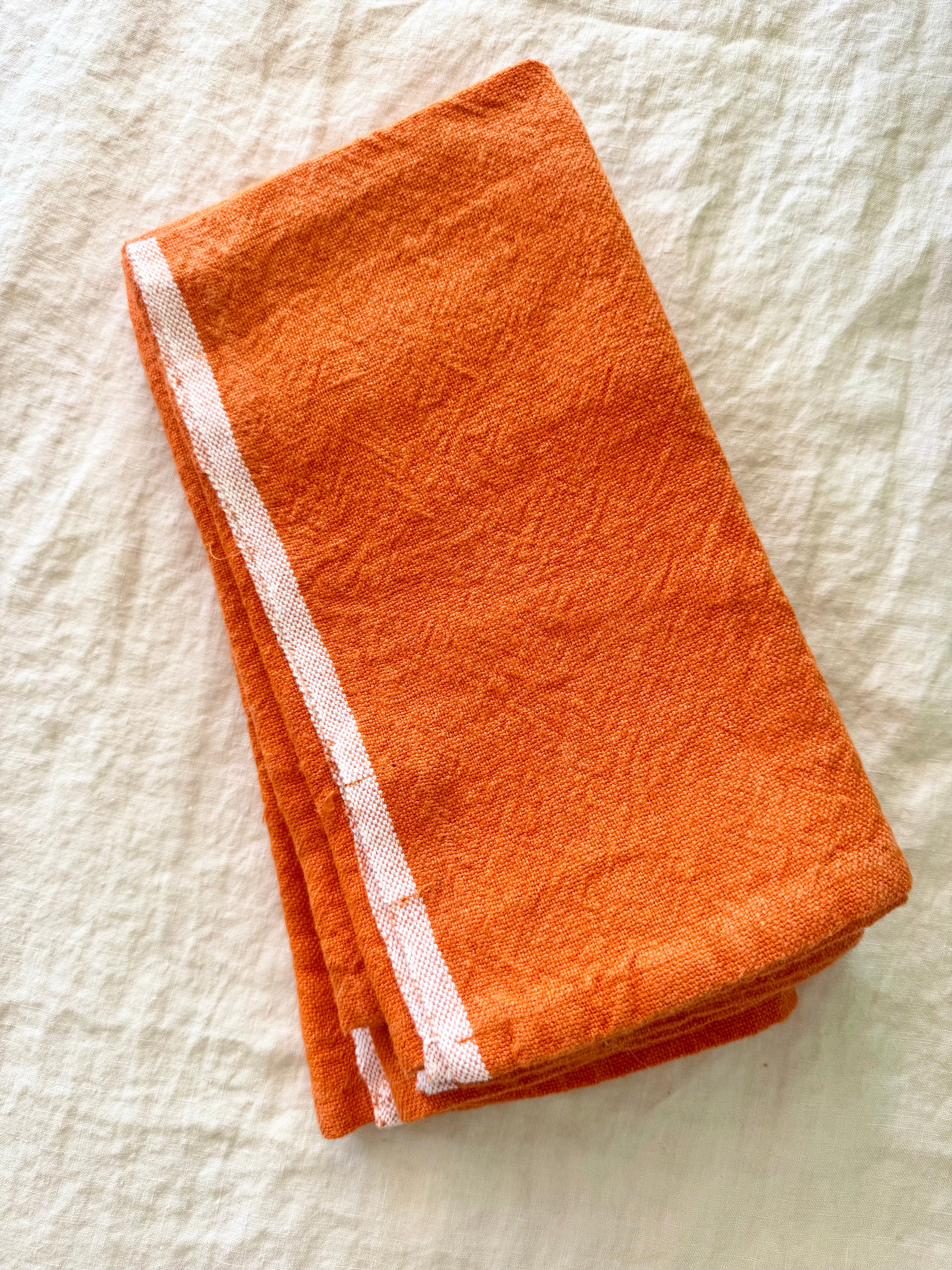 Chunky Linen Orange Towels 20x30 - Set of 2