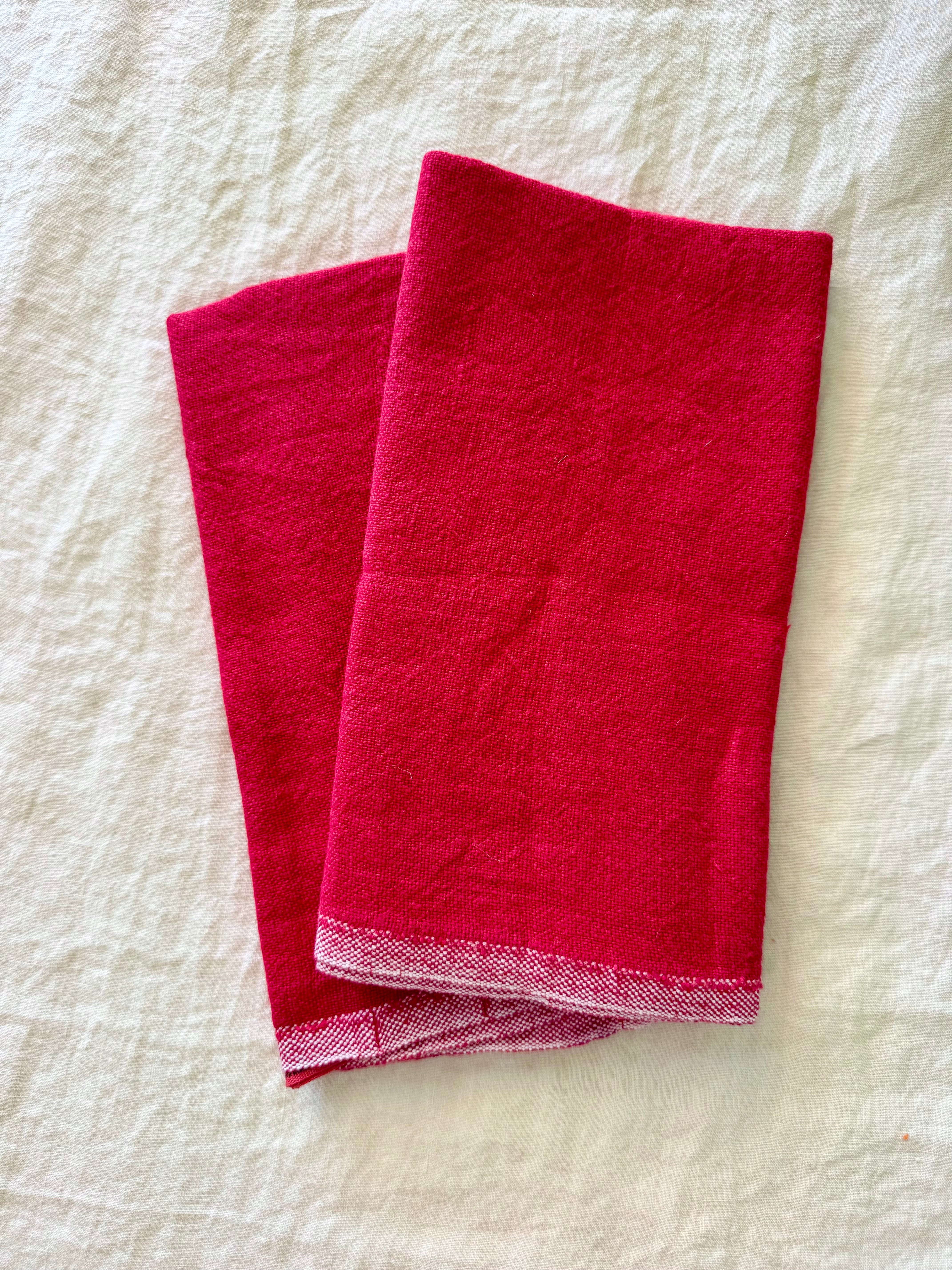 Russo Linen Kitchen Towels - Red - S/2