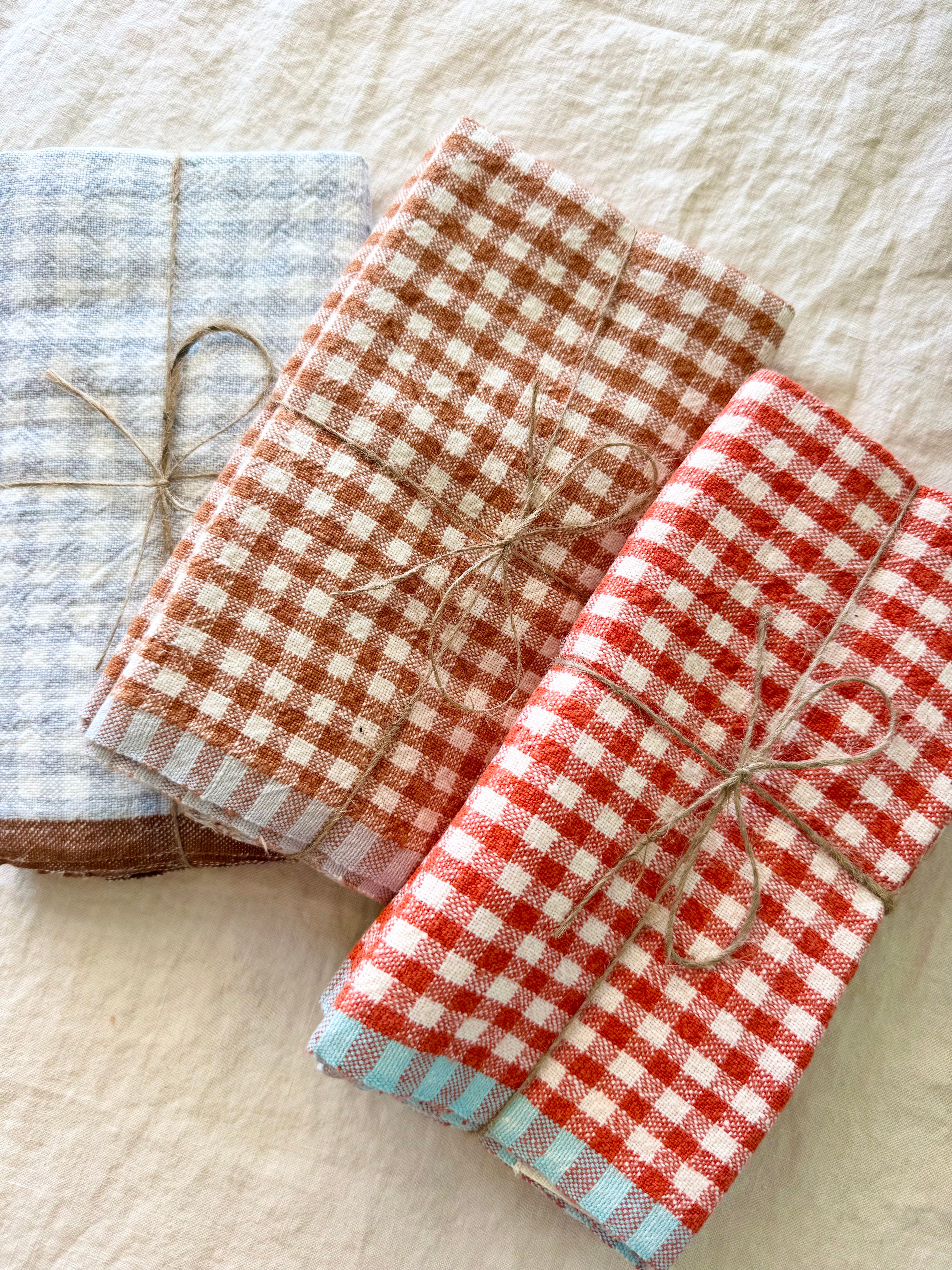 Bonnieux Gingham Napkins- brick - S/4