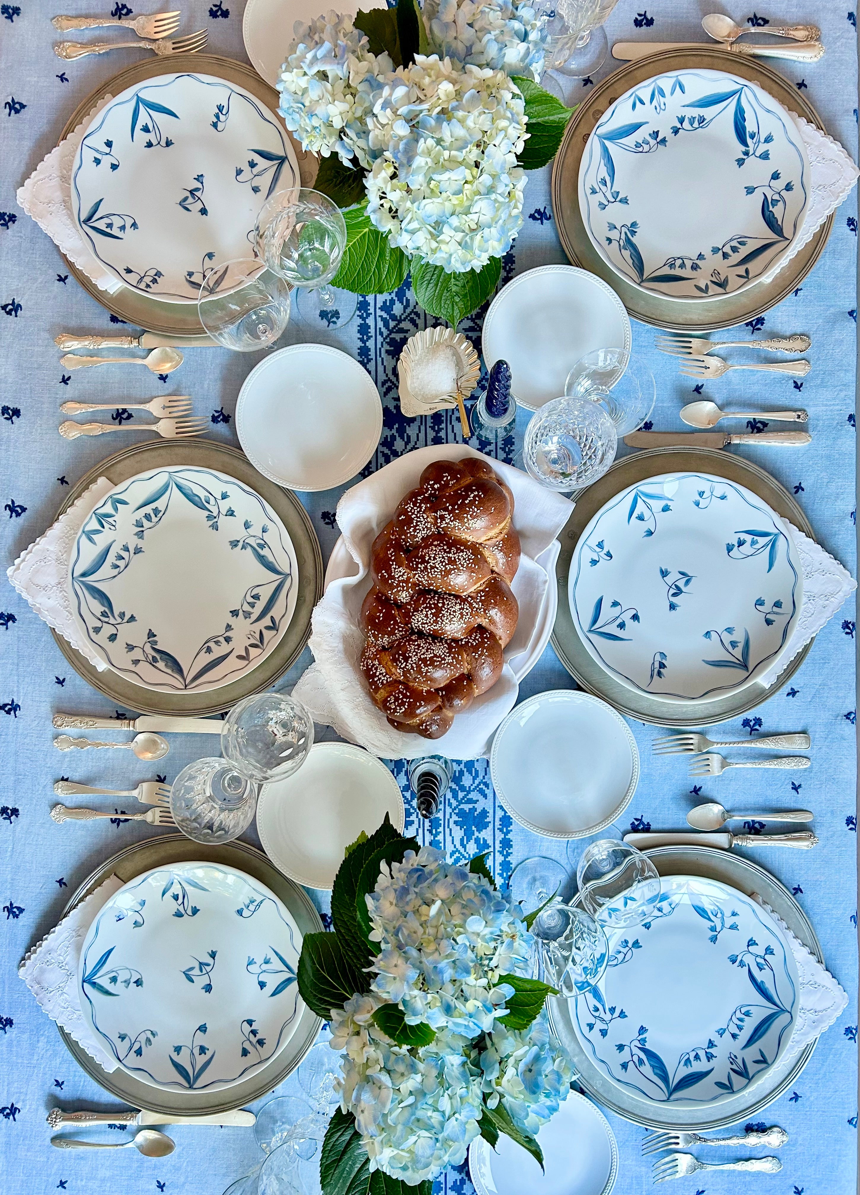 Odessa Embroidered Tablecloth - Lapis