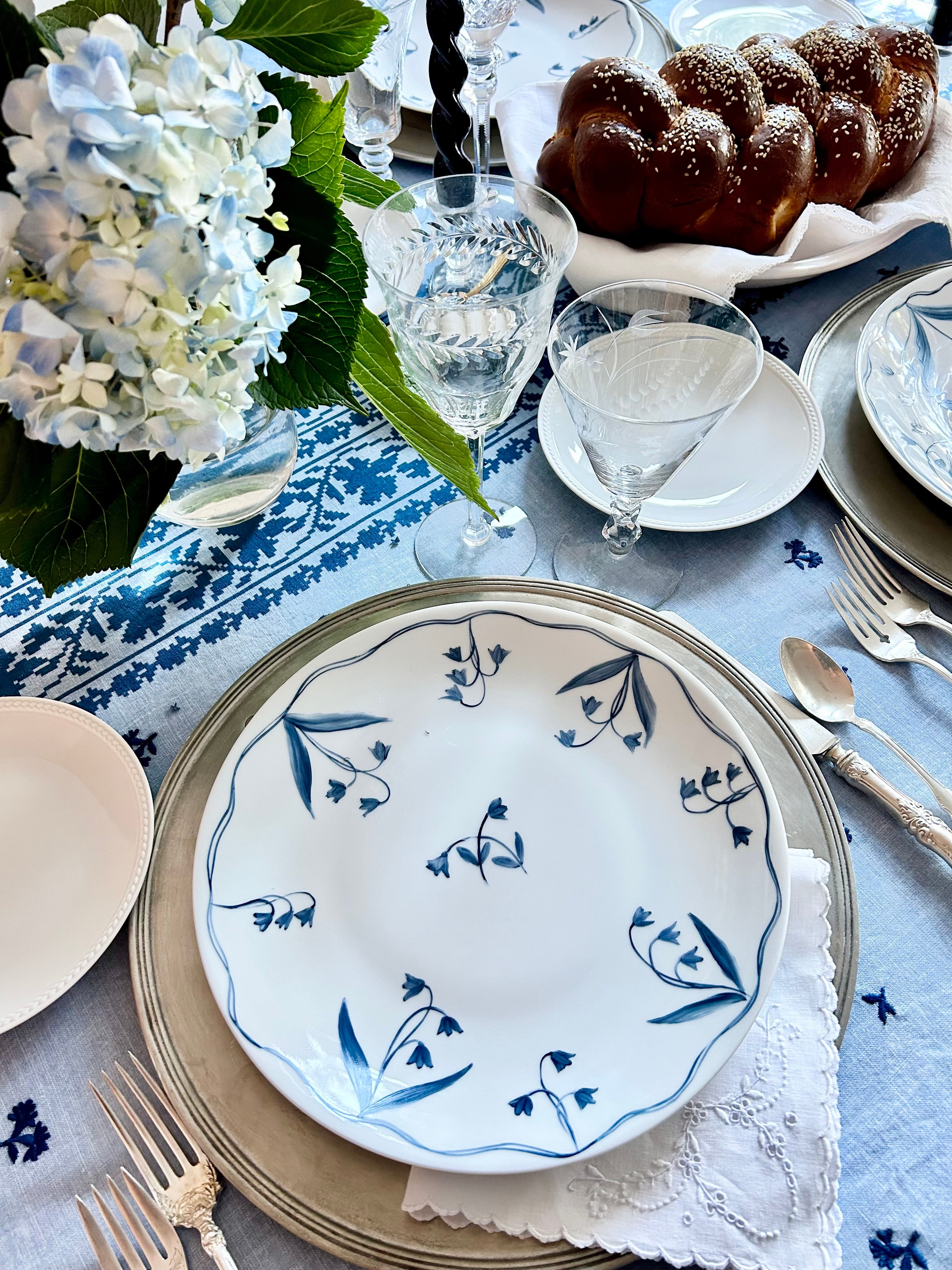 Odessa Embroidered Tablecloth - Lapis