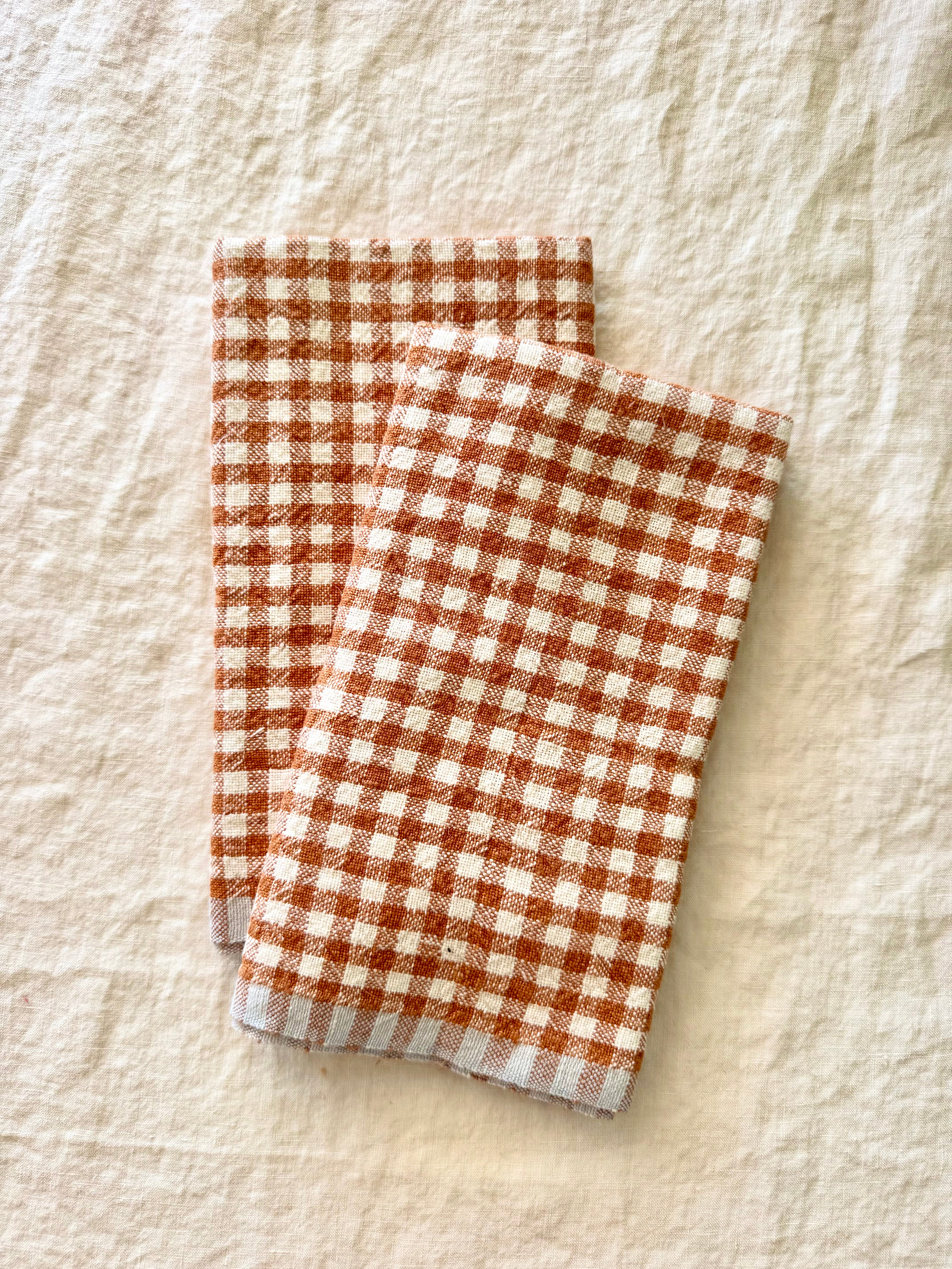 Bonnieux Gingham Kitchen Towels - Nutmeg - S/2