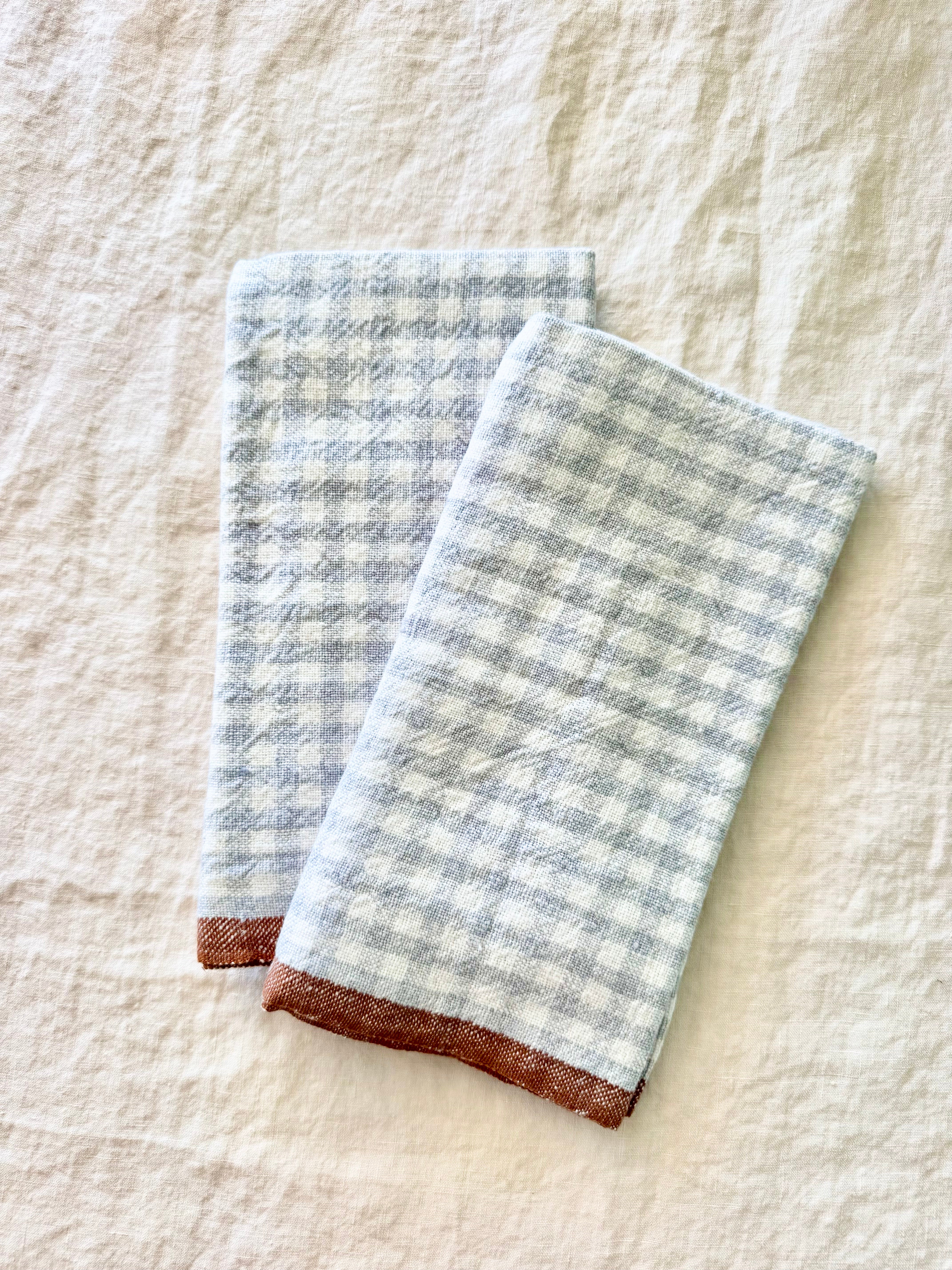 Bonnieux Gingham Kitchen Towels - Blue - S/2