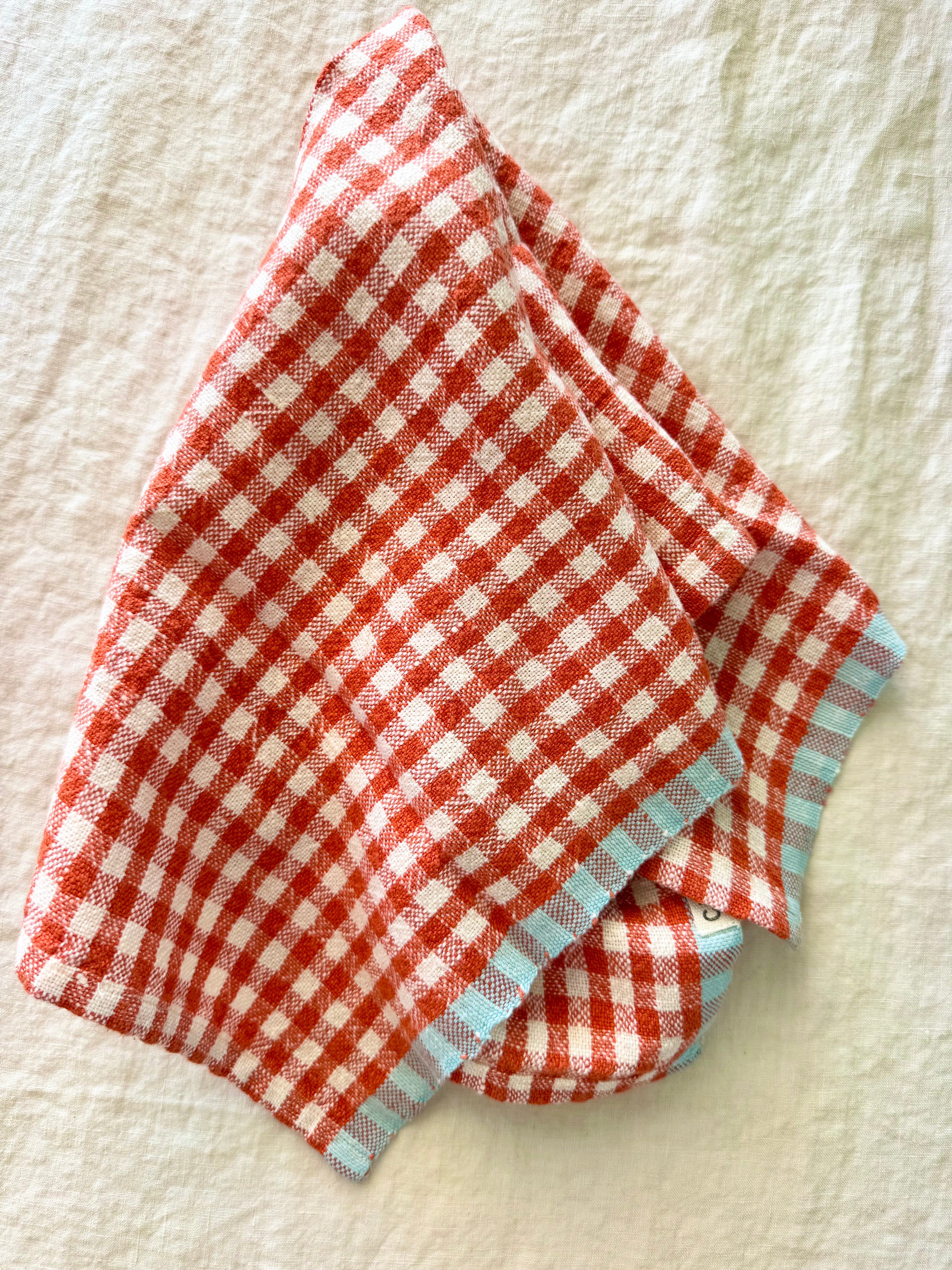 Bonnieux Gingham Napkins- brick - S/4