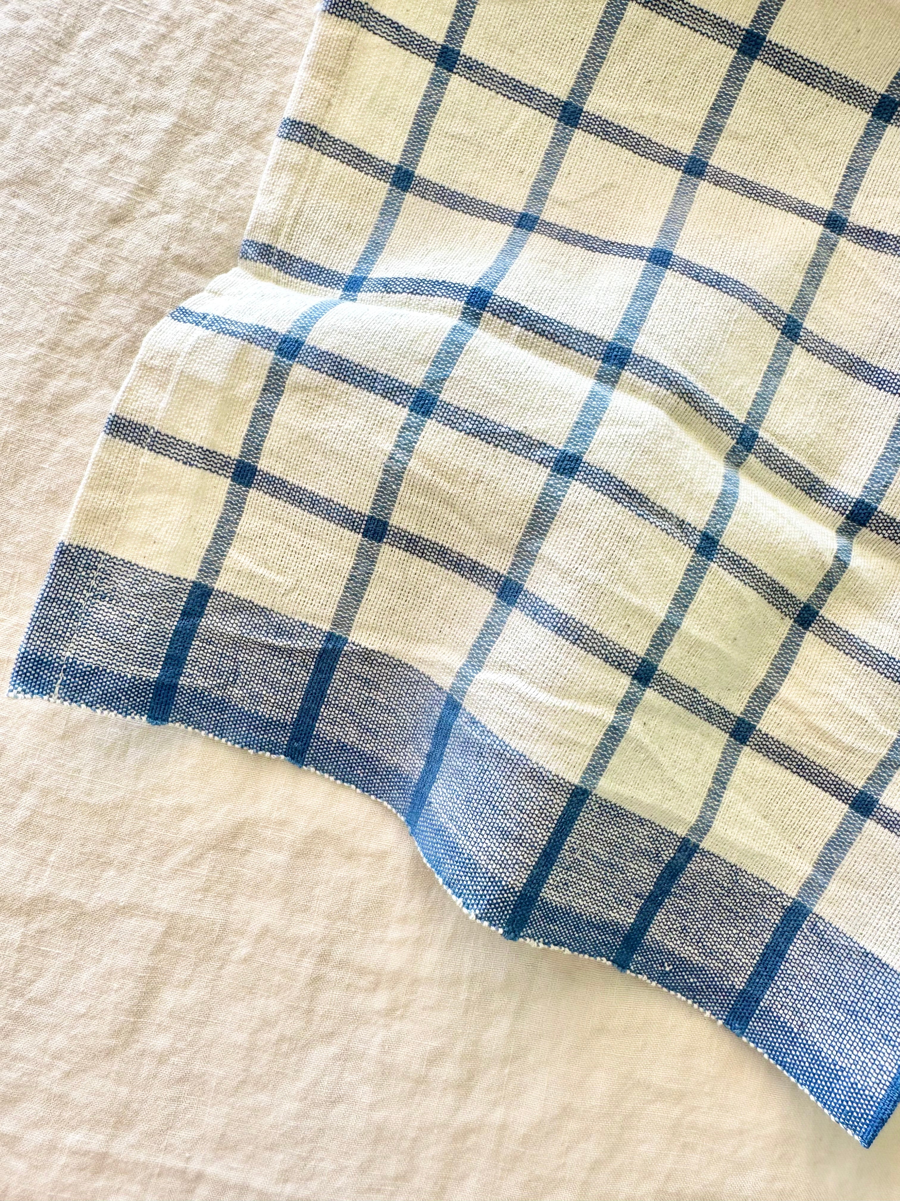 Blue Windowpane Napkins - S/4