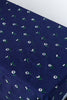 rectangular blue tablecloth with white daisies detail view