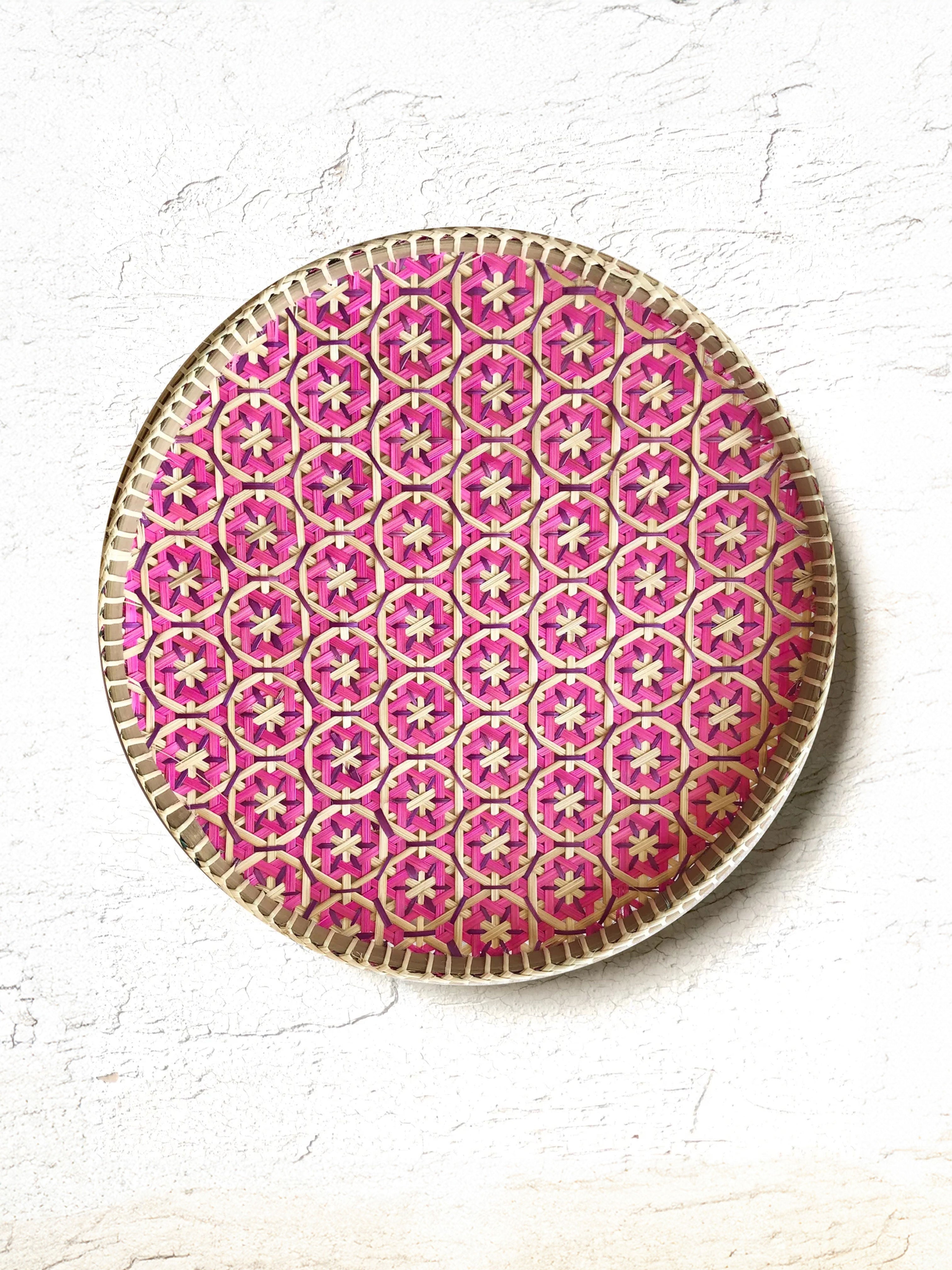 Mosaic Placemat/Tray 12" - Pink Circles