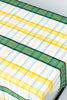yellow, green and white plaid rectangular tablecloth