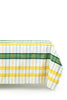 yellow, green and white plaid rectangular tablecloth distant view