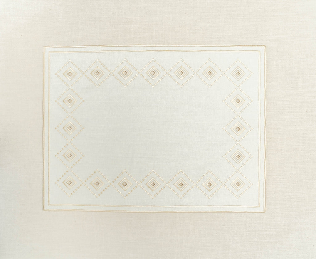 rectangular ivory embroidered placemat