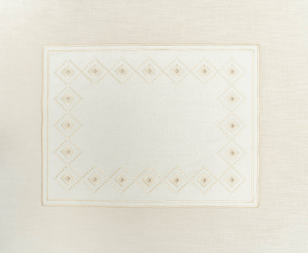 rectangular ivory embroidered placemat