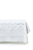 rectangular white eyelet tablecloth side view