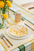 rectangular ivory and yellow embroidered placemat with yellow roses