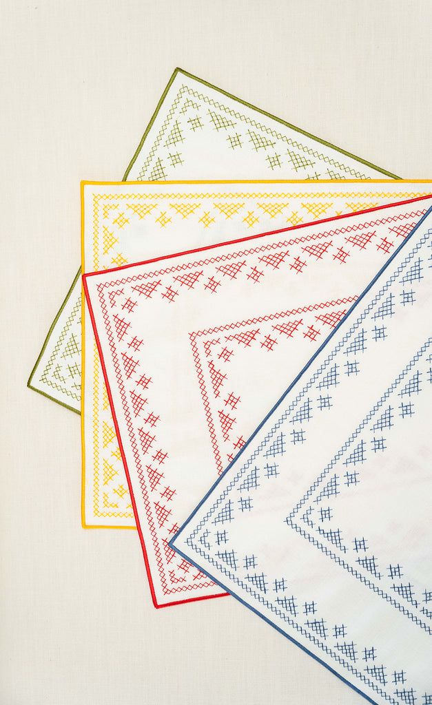 rectangular ivory and yellow embroidered placemat with other color options