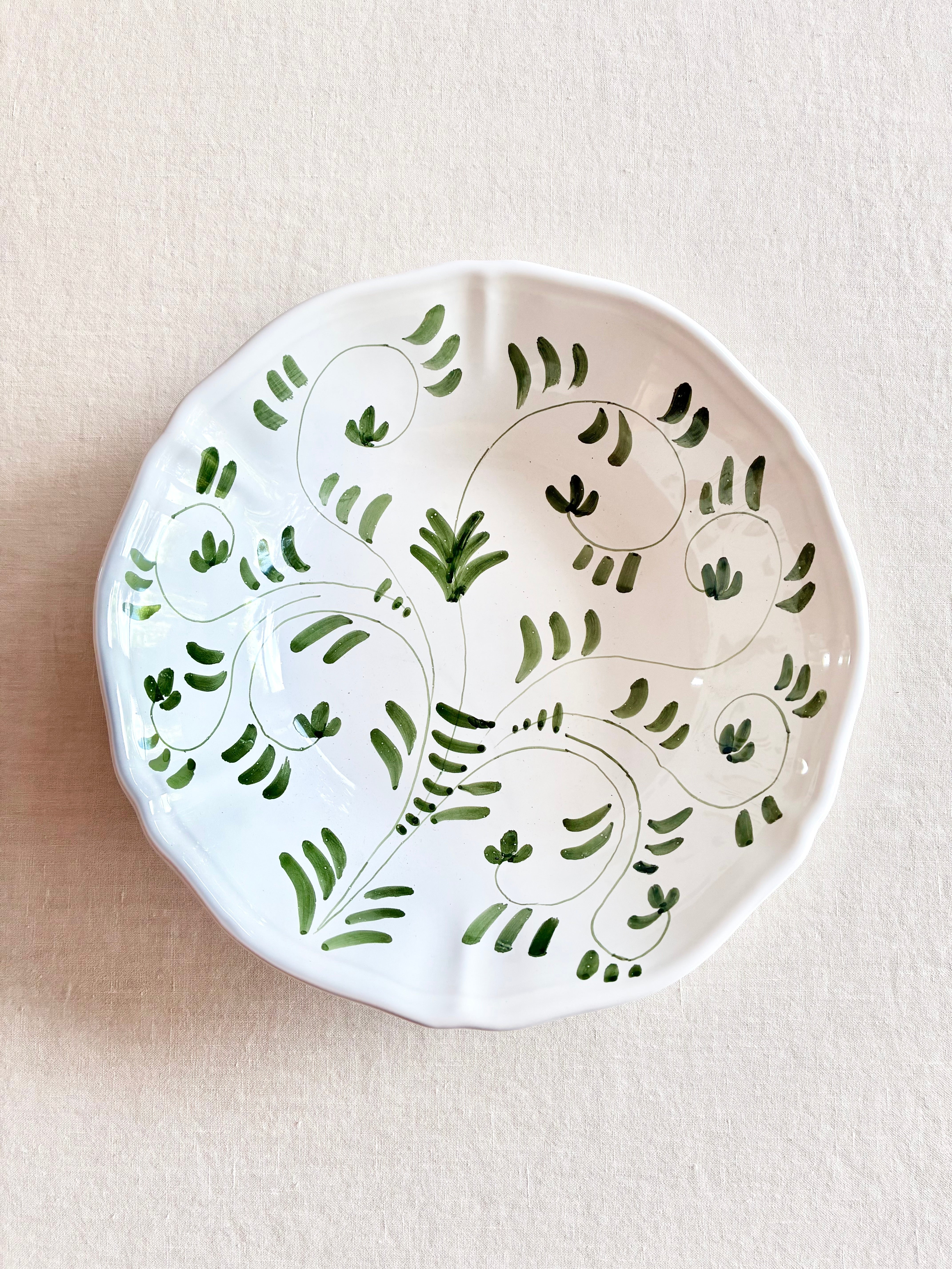 Fresco Serving Bowls S/M/L - White & Emerald