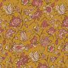 marigold pattern detail gold background with pink and cream flowers