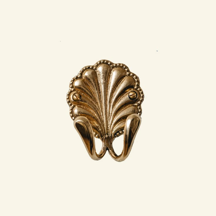 Shell Double Hook- Brass