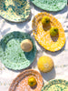 multicolor group of spatterware platters
