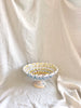white hand painted compote bowl top view pattern 2