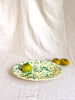 green and cream oval spatterware platter 14" with tomato
