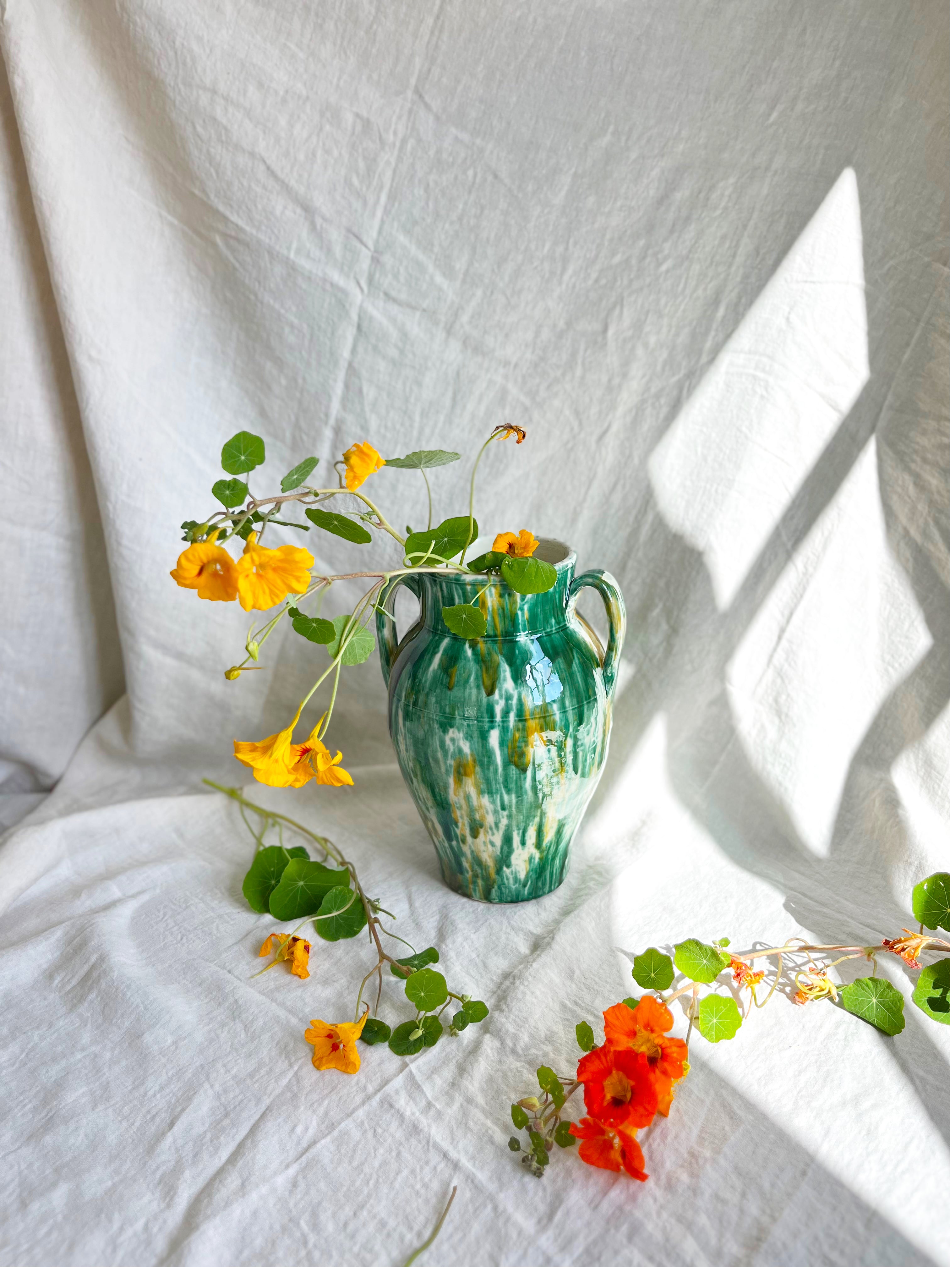 PRE-ORDER - Ostuni Cask Vase - Jade Drip