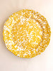 yellow and white round spatterware platter 14" detail