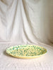 green and cream oval spatterware platter 20" side view
