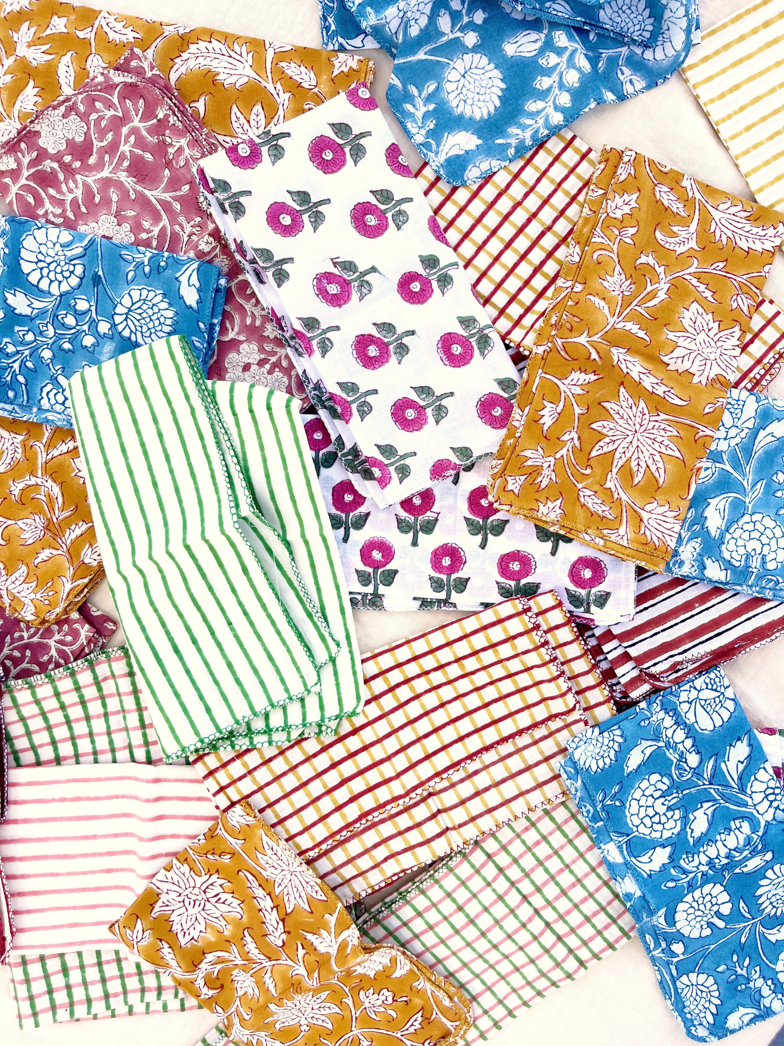 Melody Green/Pink  Napkins - S/4