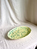 green and cream oval spatterware platter 20"