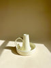 glazed ceramic taper candle holder in cream detail view