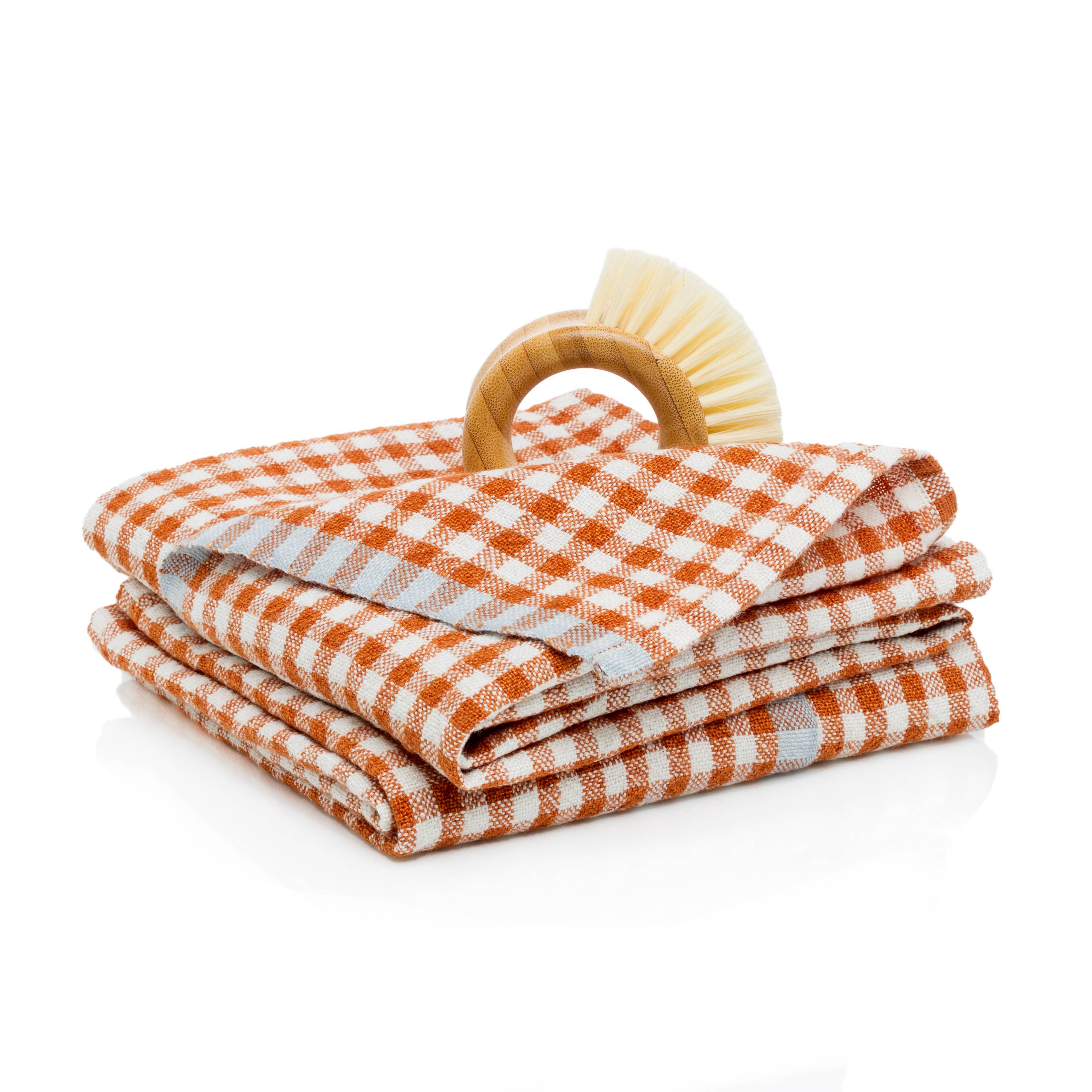 Bonnieux Gingham Kitchen Towels - Orange - S/2