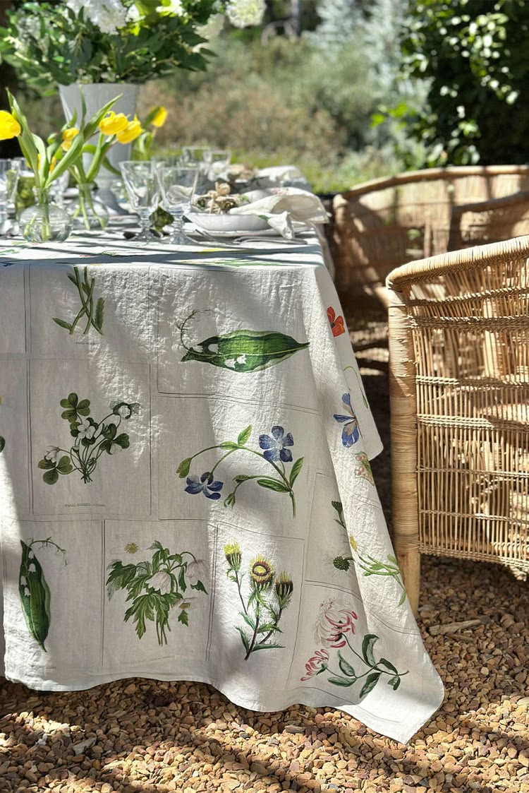 S&B x John Derian Botanical Tiles Tablecloth - 3 sizes available