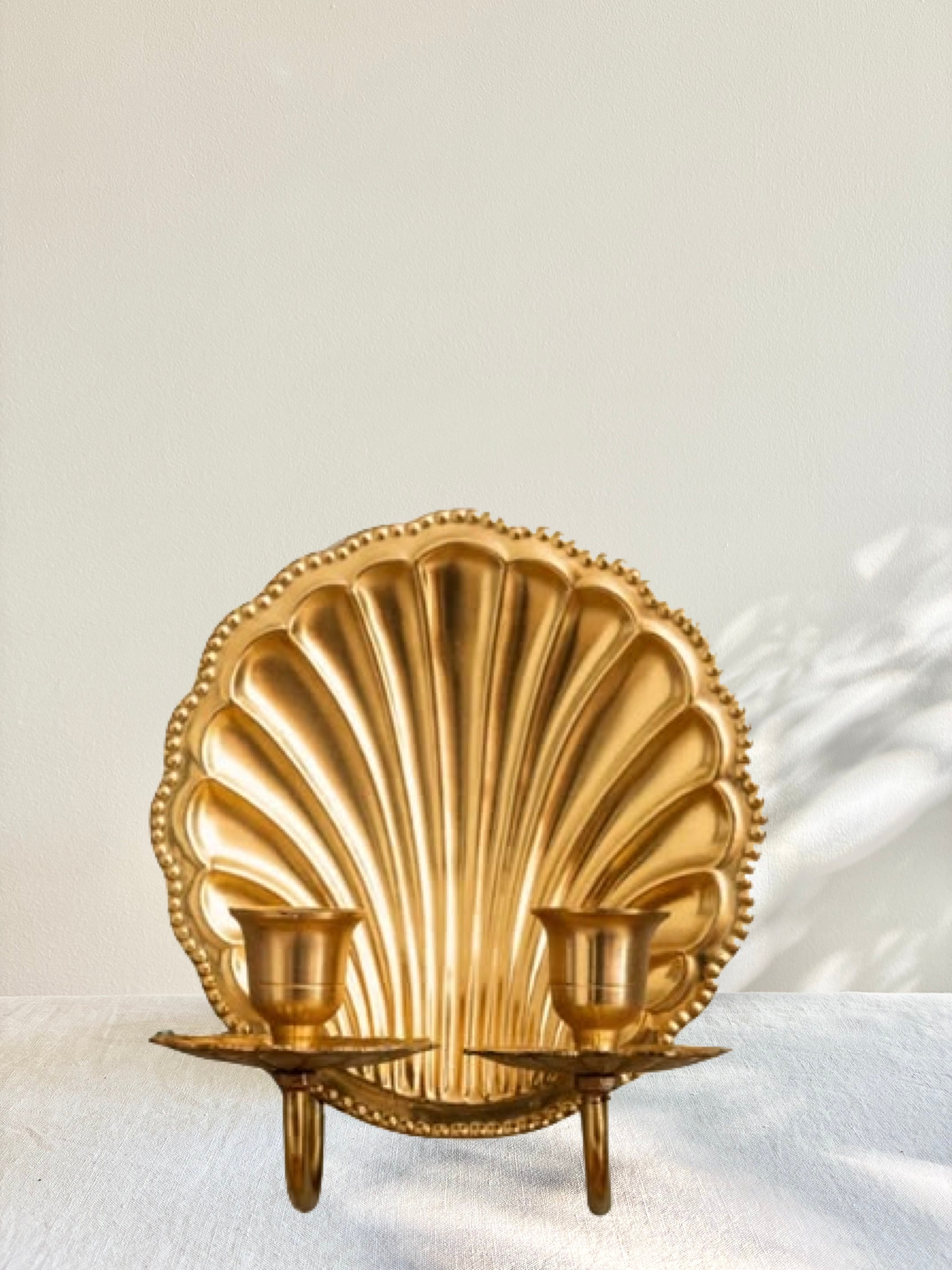 Scallop Shell Sconce Double - Brass