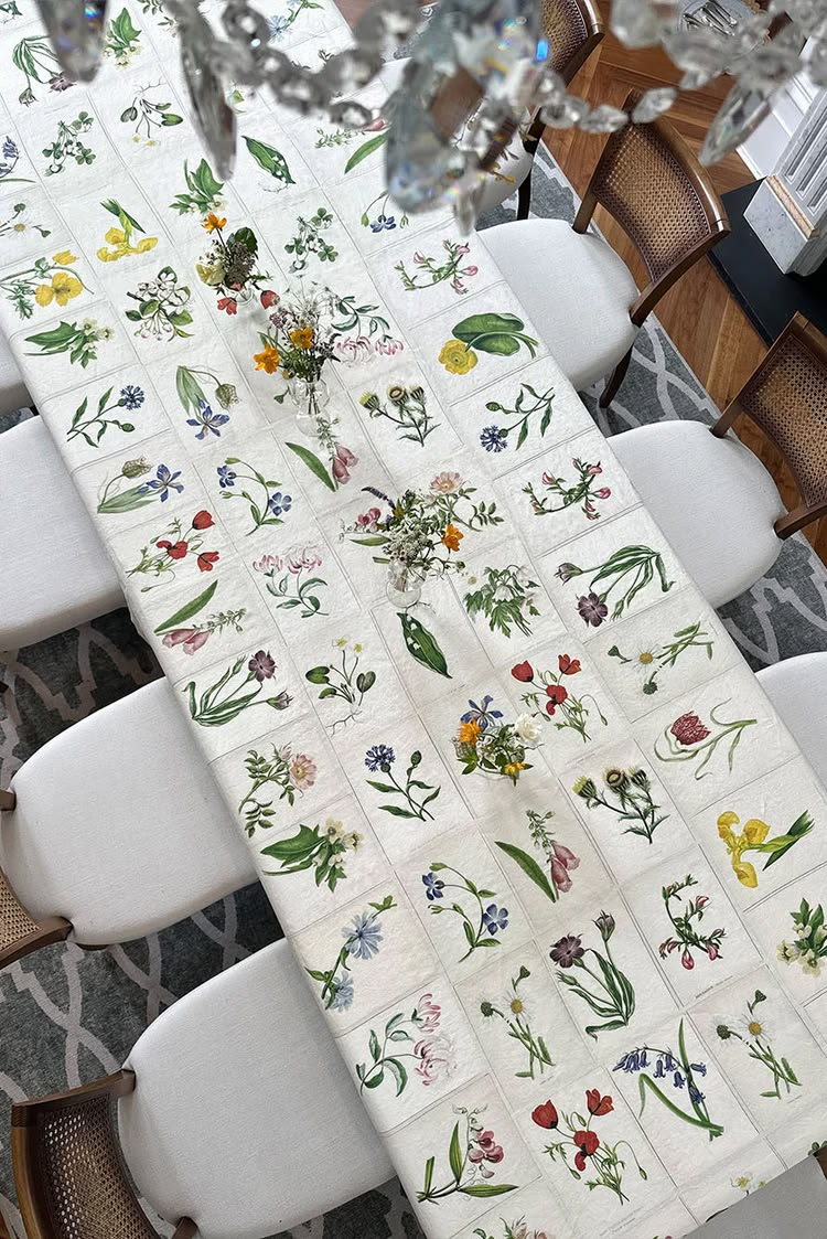 S&B x John Derian Botanical Tiles Tablecloth - 3 sizes available