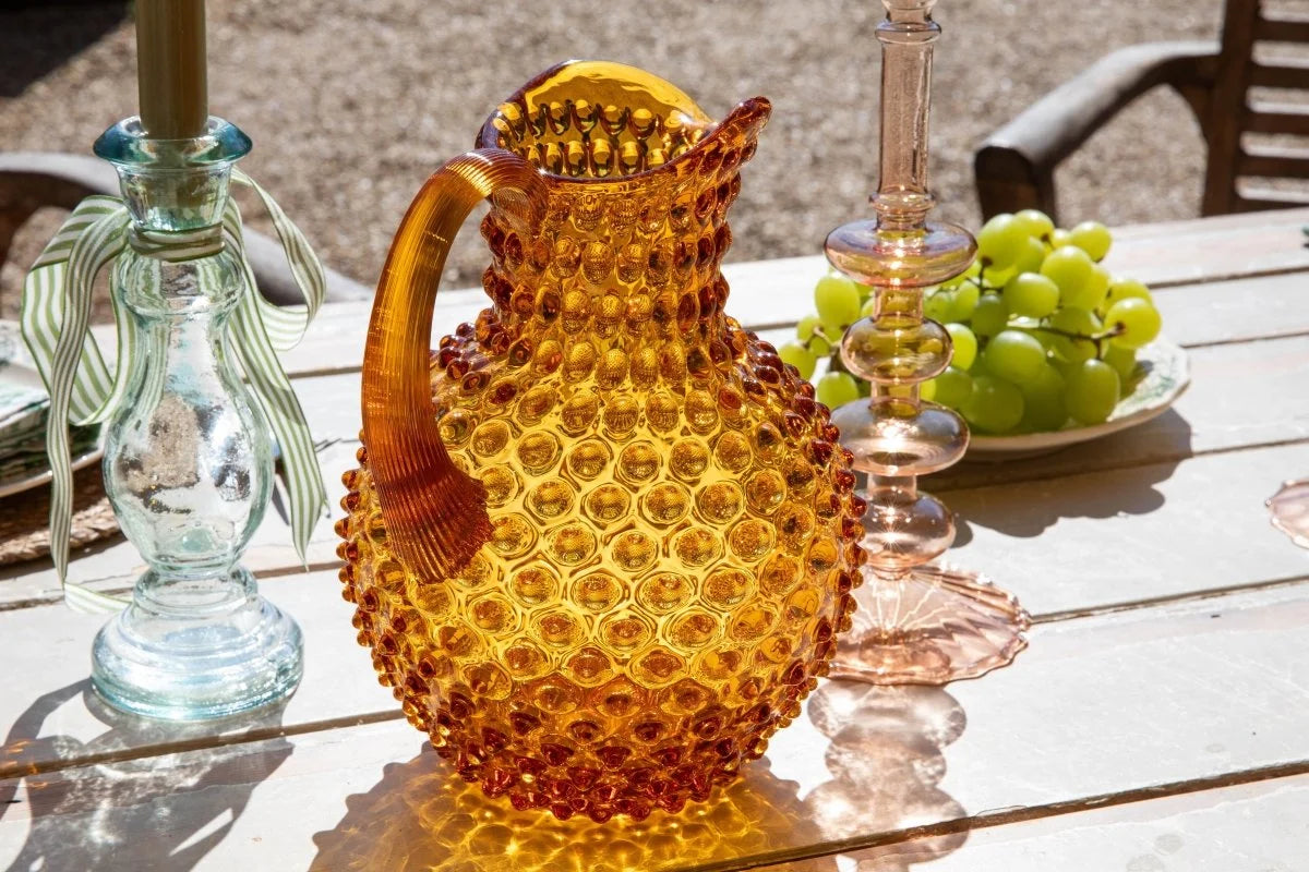 Hobnail Pitcher - Amber
